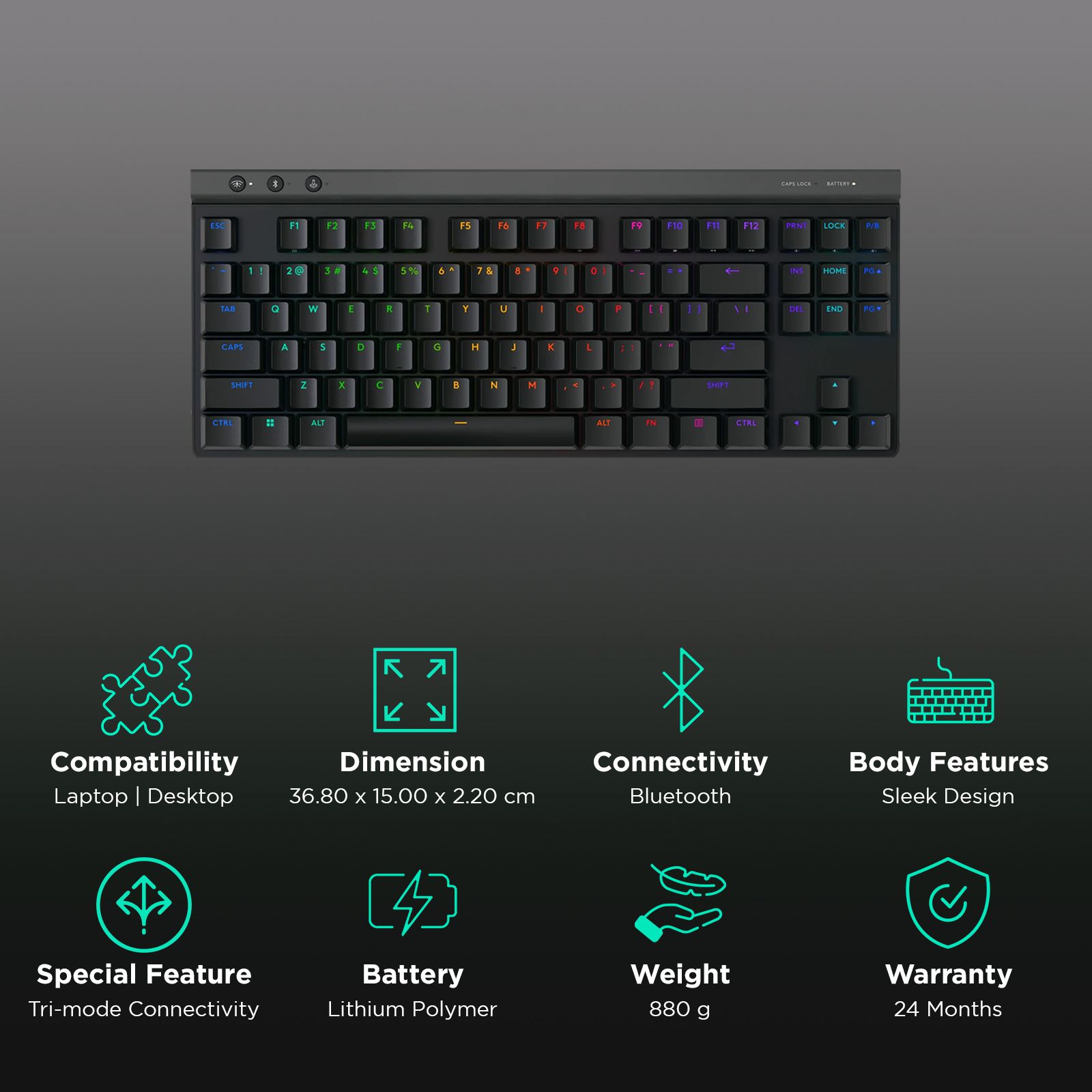 logitech G515 Lightspeed TKL Rechargeable Bluetooth Wireless Gaming Keyboard with Thin Tenkeyless Design (PBT Keycaps, Black) logitech G515 Lightspeed TKL Rechargeable Bluetooth Wireless Gaming Keyboard with Thin Tenkeyless Design (PBT Keycaps, Black)_2