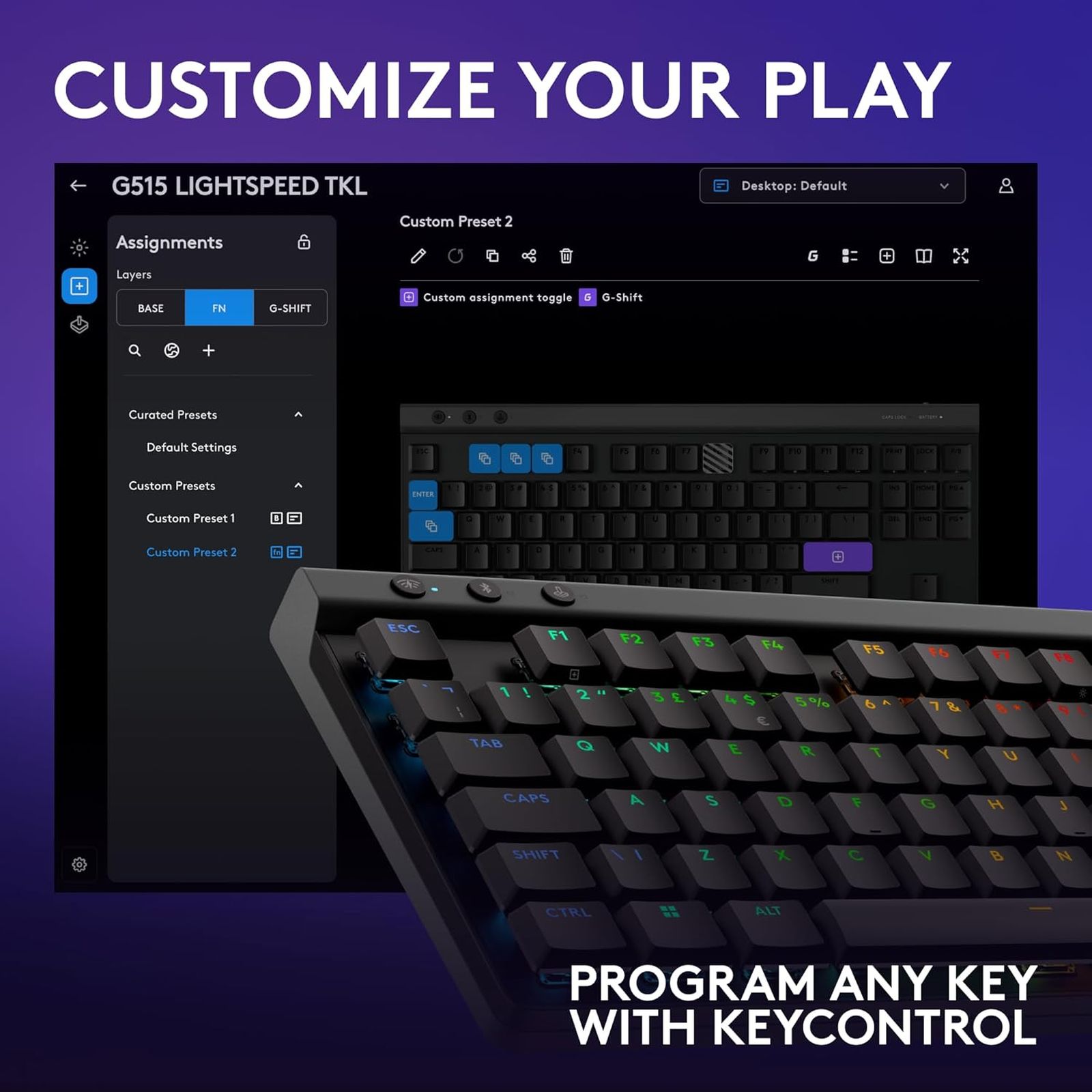 logitech G515 Lightspeed TKL Rechargeable Bluetooth Wireless Gaming Keyboard with Thin Tenkeyless Design (PBT Keycaps, Black) logitech G515 Lightspeed TKL Rechargeable Bluetooth Wireless Gaming Keyboard with Thin Tenkeyless Design (PBT Keycaps, Black)_9