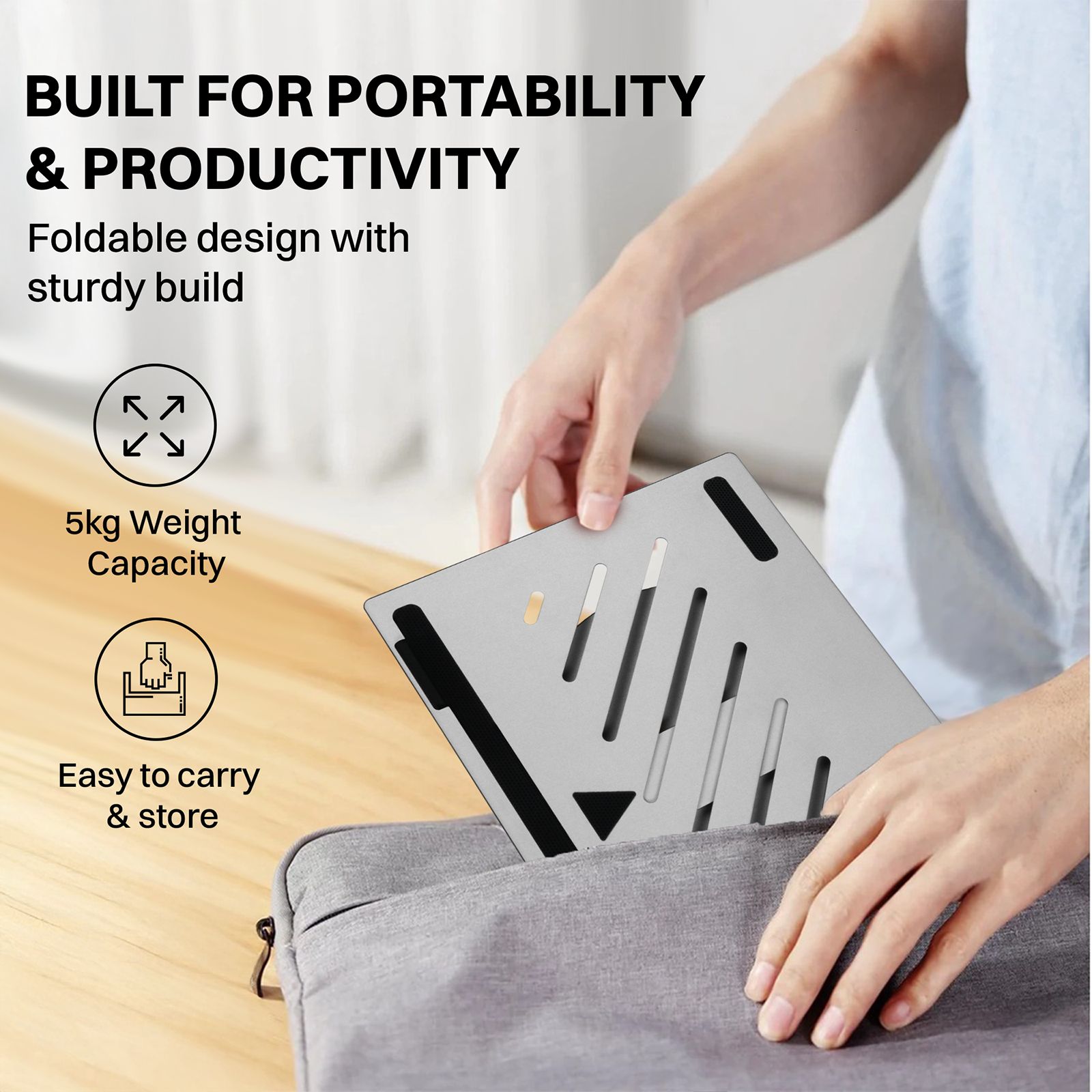 Croma Stand For Laptops Up to 15.6 Inch (Built-in Type-C hub, Silver)_9
