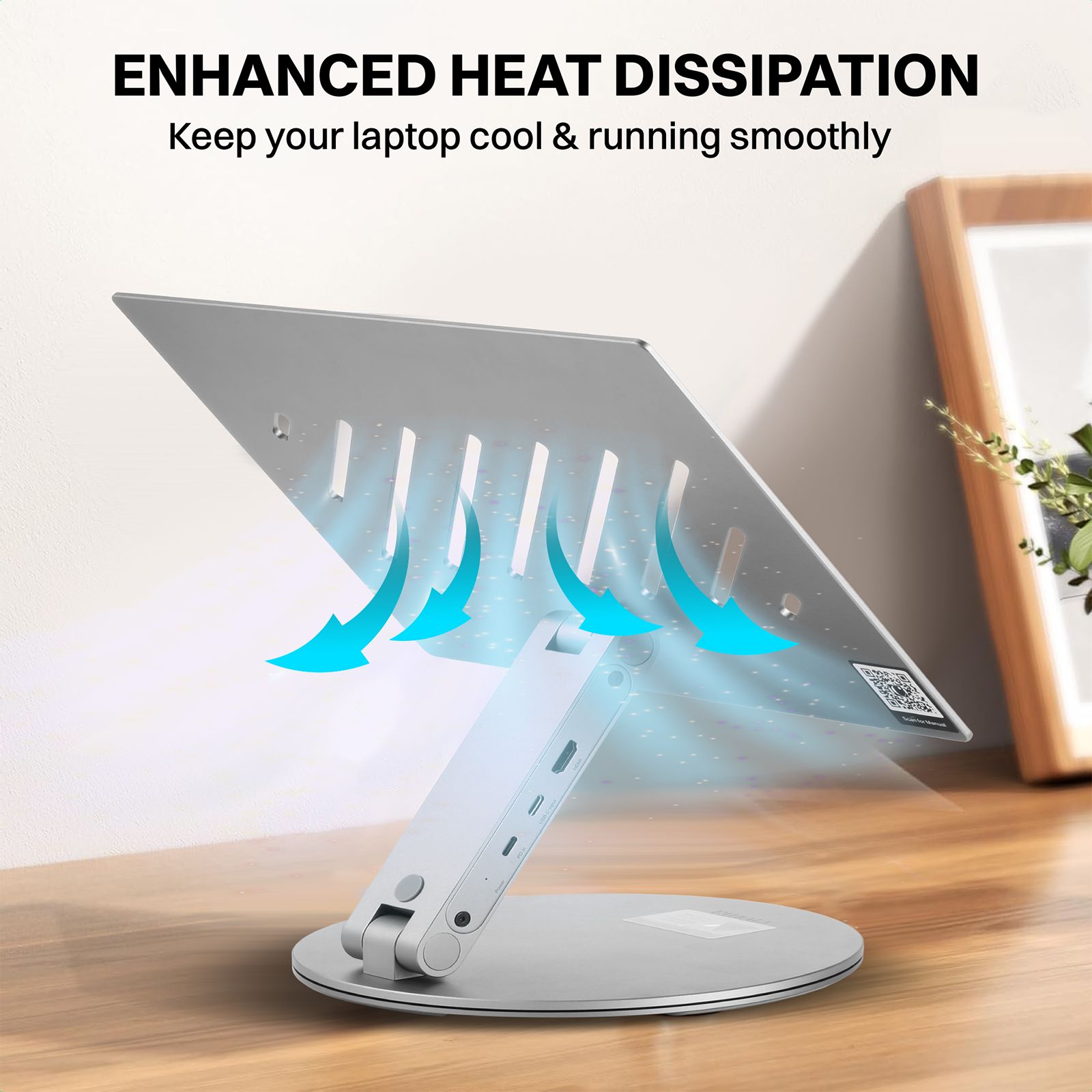 Croma Stand For Laptops Up to 15.6 Inch (Built-in Type-C hub, Silver)_12