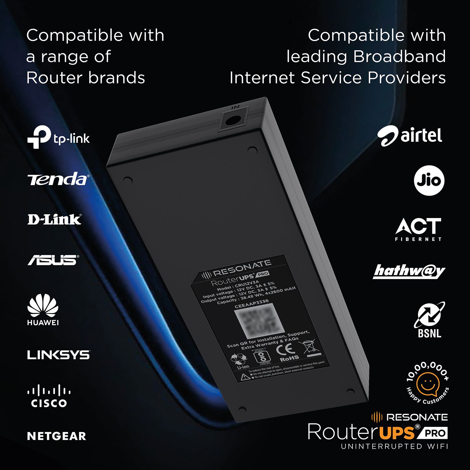 RESONATE RouterUPS Pro UPS for WiFi Router (Up to 6 Hours Power Backup, CRU12V3A, Black) RESONATE RouterUPS Pro UPS for WiFi Router (Up to 6 Hours Power Backup, CRU12V3A, Black)_8