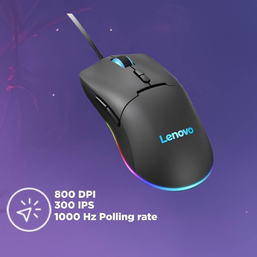 Lenovo M210 Wired RGB Gaming Mouse with 3 Zone RGB Lighting (8000 DPI Adjustable, 4 Levels DPI Switch, Black) Lenovo M210 Wired RGB Gaming Mouse with 3 Zone RGB Lighting (8000 DPI Adjustable, 4 Levels DPI Switch, Black)_10