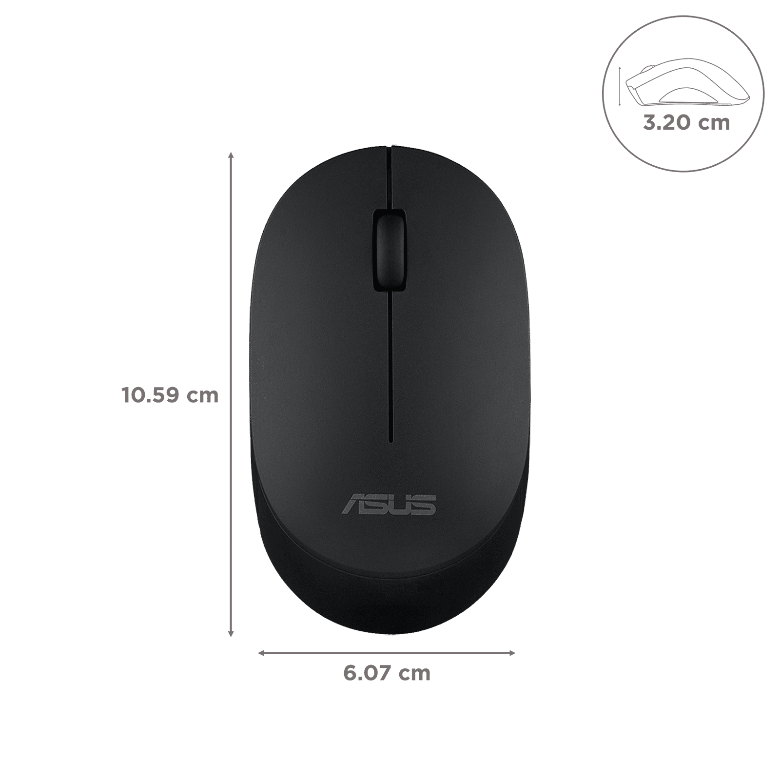 ASUS MW103-BLK Wireless Optical Mouse with Silent Click Buttons (1600 DPI, Ambidextrous Design, Black)_2