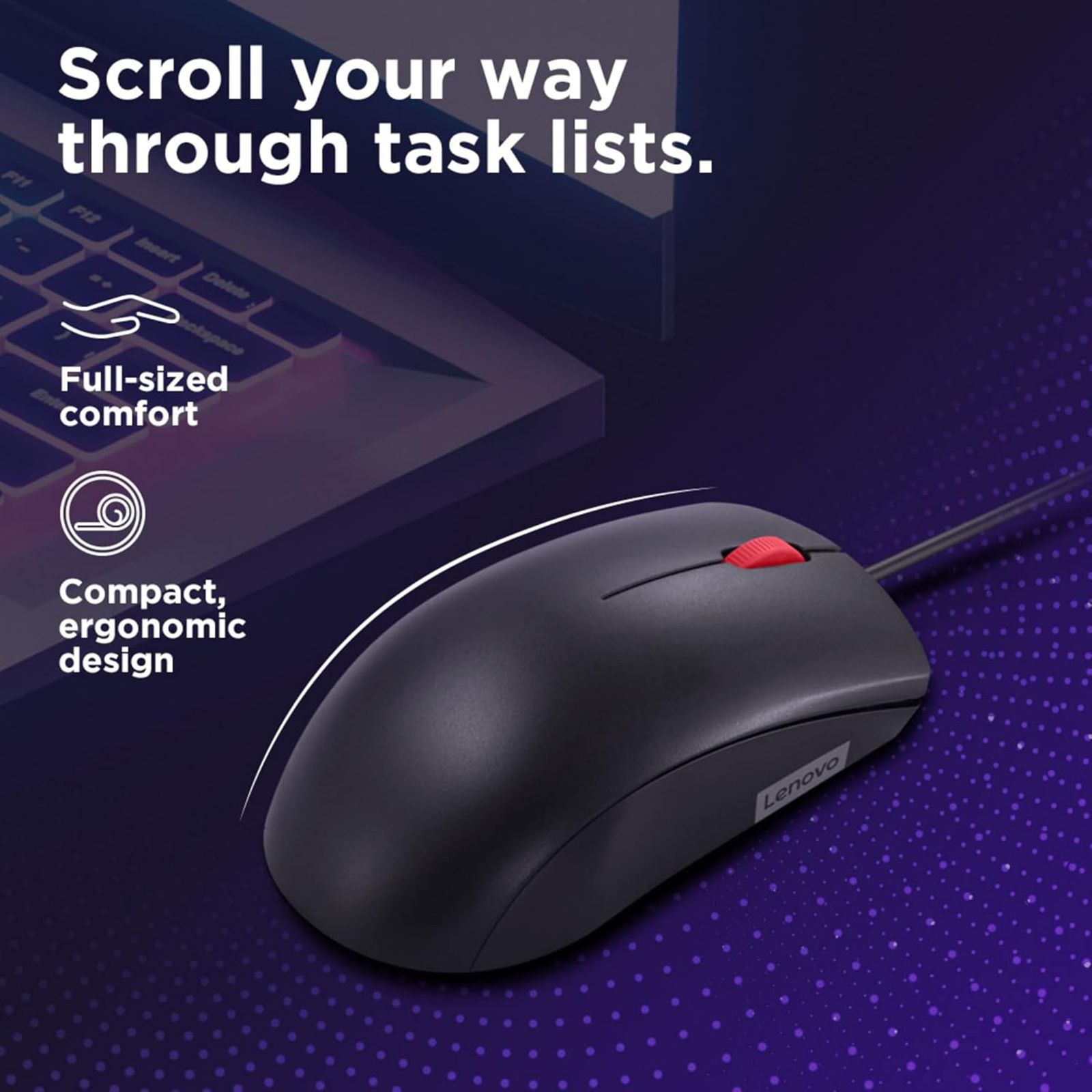 Lenovo 120 Wired Optical Mouse (1600 DPI, Ambidextrous Design, Black) Lenovo 120 Wired Optical Mouse (1600 DPI, Ambidextrous Design, Black)_10
