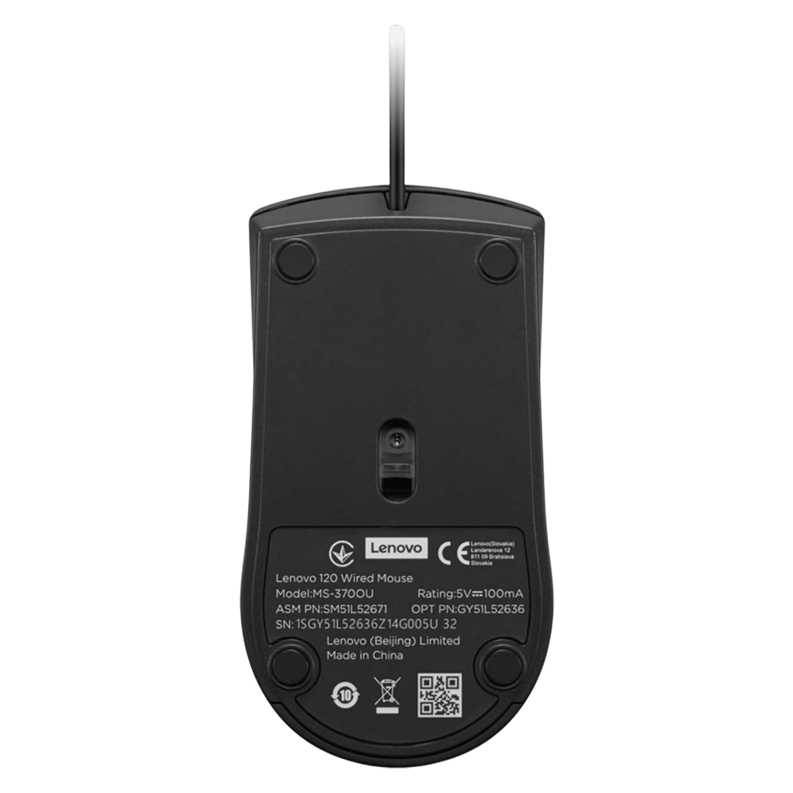 Lenovo 120 Wired Optical Mouse (1600 DPI, Ambidextrous Design, Black) Lenovo 120 Wired Optical Mouse (1600 DPI, Ambidextrous Design, Black)_5