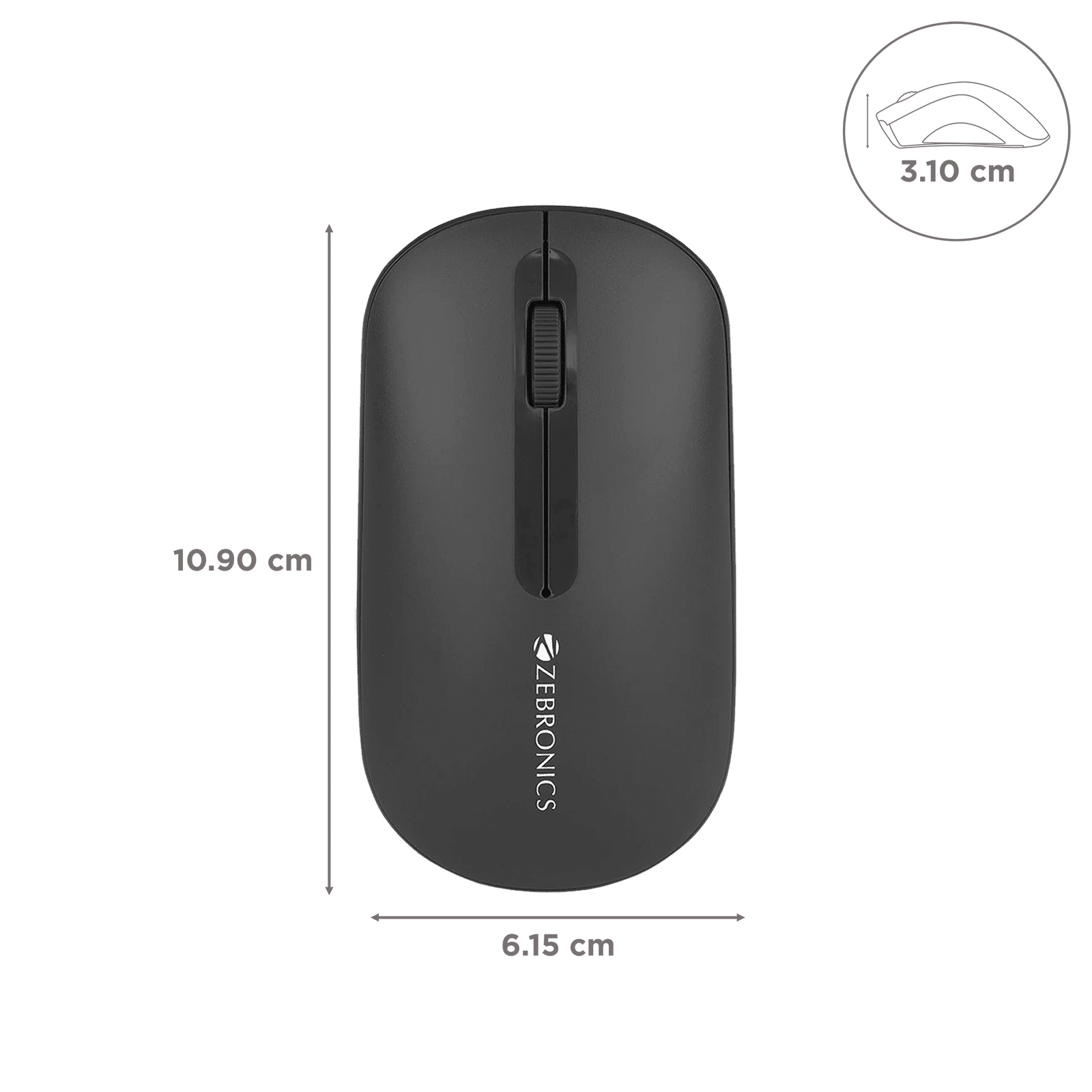 ZEBRONICS Zeb-Pulse Wireless Optical Mouse (1200 DPI, Dual Connectivity, Black) ZEBRONICS Zeb-Pulse Wireless Optical Mouse (1200 DPI, Dual Connectivity, Black)_2