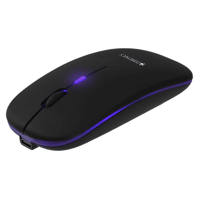 ZEBRONICS Zeb-Blanc Rechargeable Wireless Optical Mouse with Type C Adapter (1600 DPI, Silent Operation, Black)