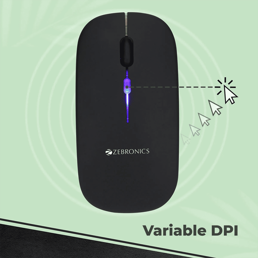 ZEBRONICS Zeb-Blanc Rechargeable Wireless Optical Mouse with Type C Adapter (1600 DPI, Silent Operation, Black) ZEBRONICS Zeb-Blanc Rechargeable Wireless Optical Mouse with Type C Adapter (1600 DPI, Silent Operation, Black)_10