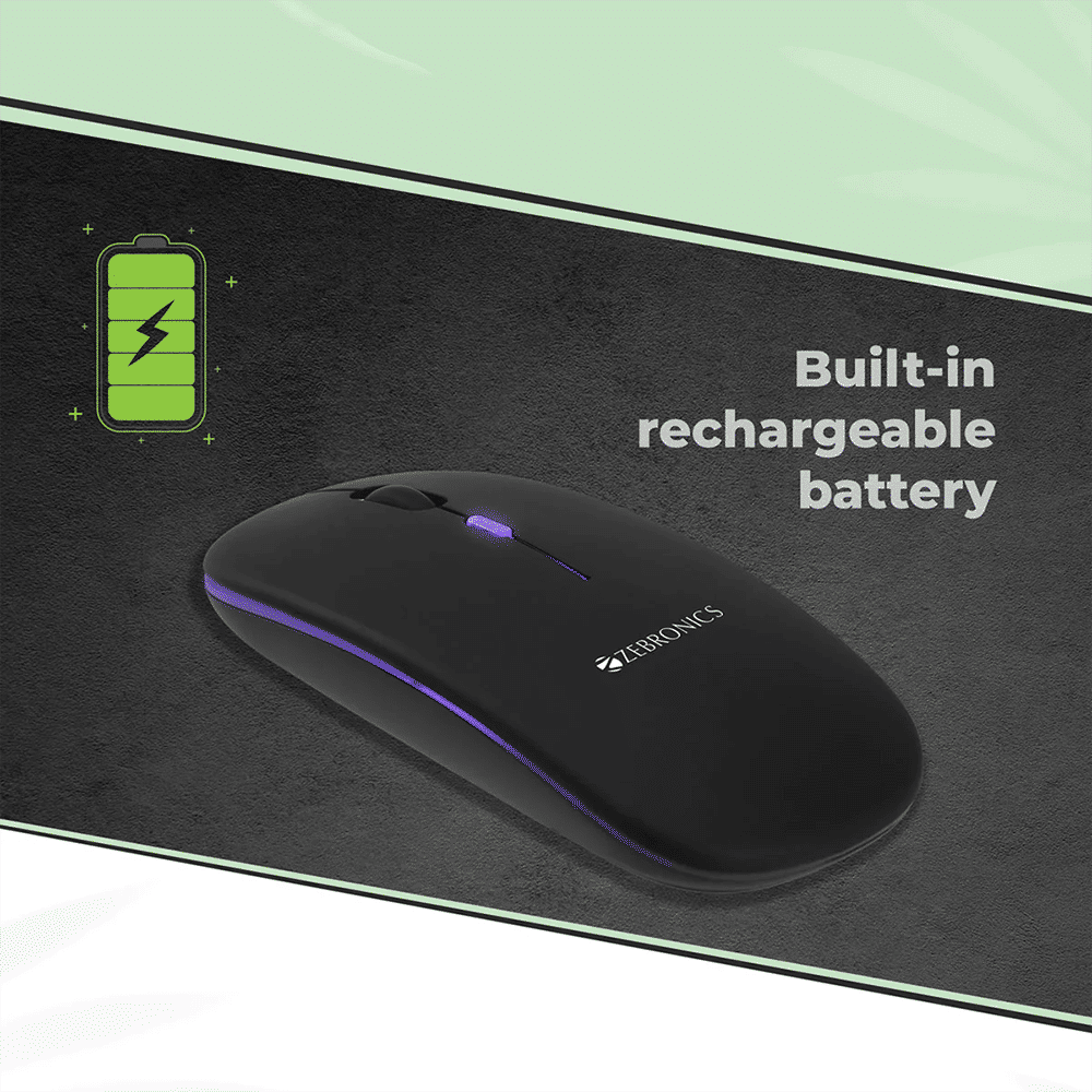 ZEBRONICS Zeb-Blanc Rechargeable Wireless Optical Mouse with Type C Adapter (1600 DPI, Silent Operation, Black) ZEBRONICS Zeb-Blanc Rechargeable Wireless Optical Mouse with Type C Adapter (1600 DPI, Silent Operation, Black)_11