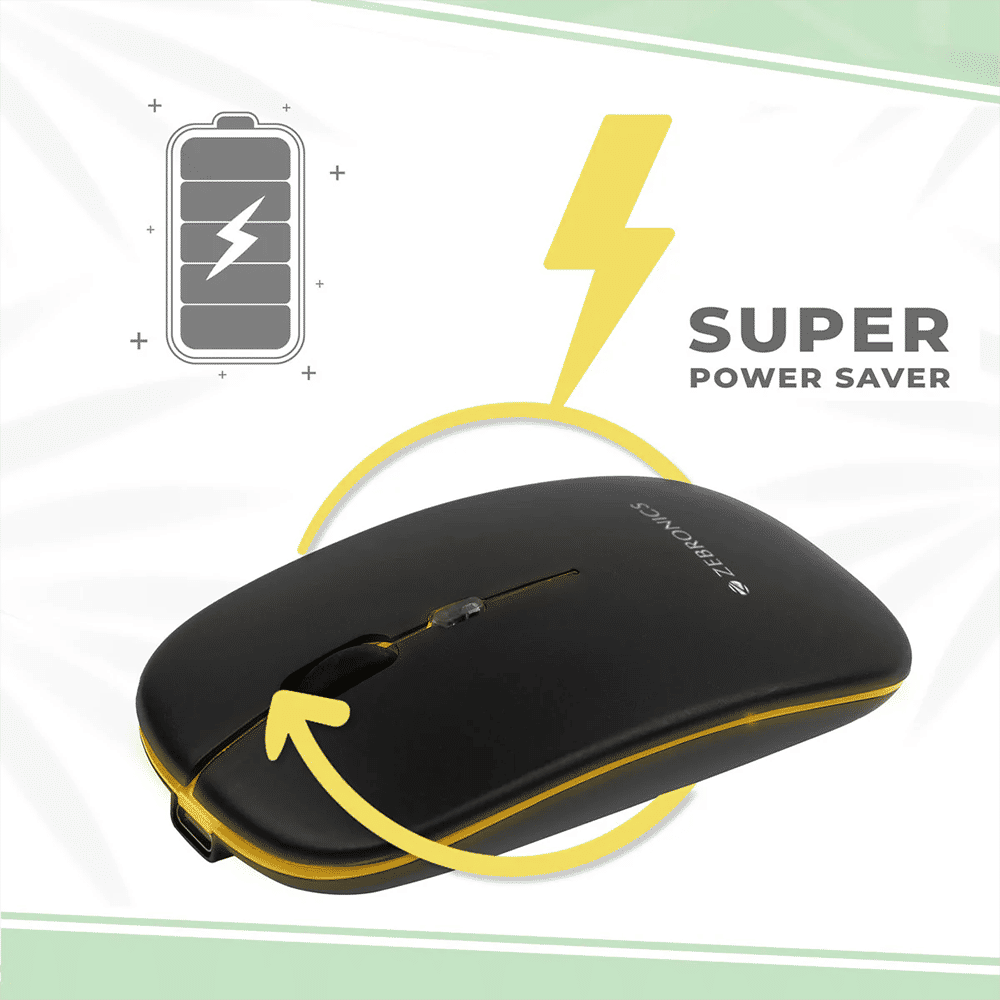 ZEBRONICS Zeb-Blanc Rechargeable Wireless Optical Mouse with Type C Adapter (1600 DPI, Silent Operation, Black) ZEBRONICS Zeb-Blanc Rechargeable Wireless Optical Mouse with Type C Adapter (1600 DPI, Silent Operation, Black)_5