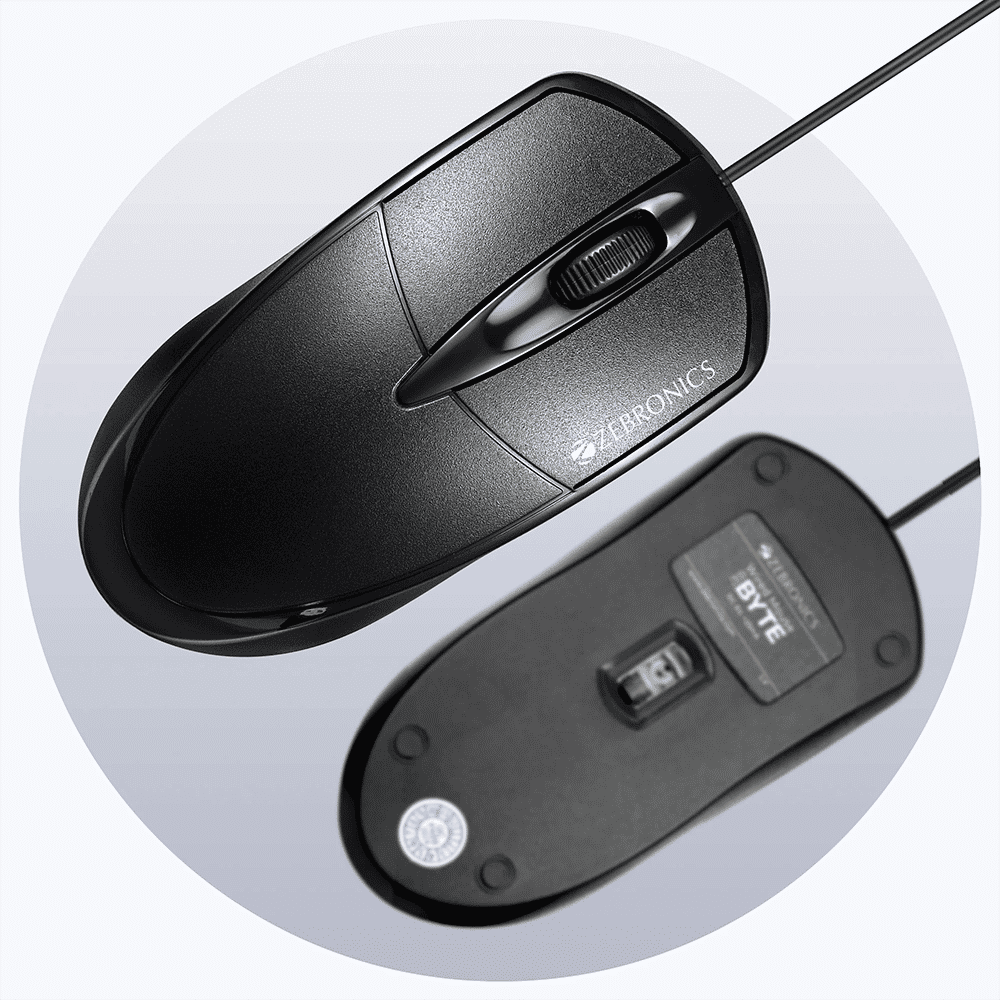 ZEBRONICS Zeb-Byte Wired Optical Mouse (1000 DPI, Ergonomic Design, Black) ZEBRONICS Zeb-Byte Wired Optical Mouse (1000 DPI, Ergonomic Design, Black)_4