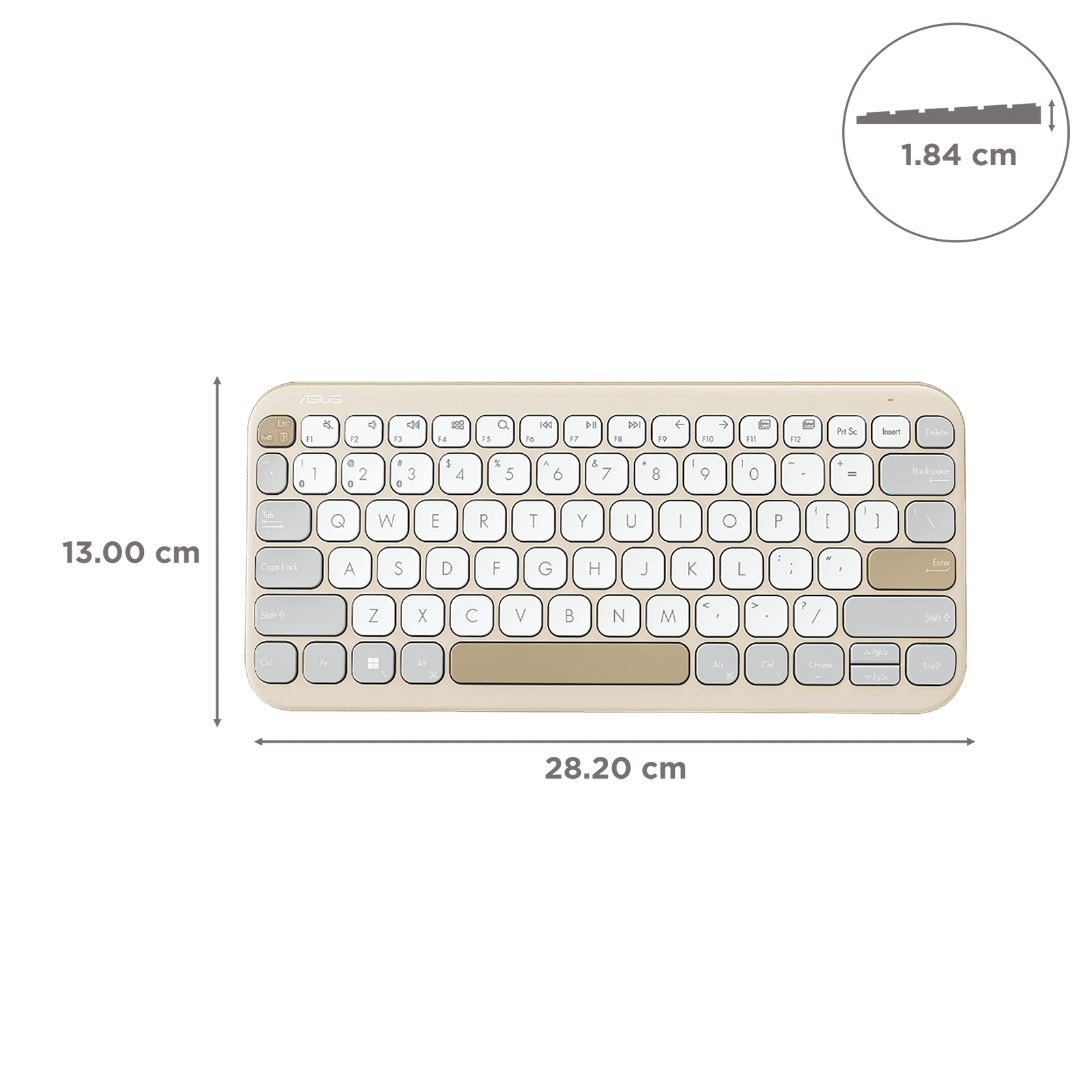 ASUS Marshmallow KW100-OM Bluetooth 5.0 Wireless Keyboard with Up to 3 Devices Connectivity (1.6mm Travel Distance, Oat Milk) ASUS Marshmallow KW100-OM Bluetooth 5.0 Wireless Keyboard with Up to 3 Devices Connectivity (1.6mm Travel Distance, Oat Milk)_2