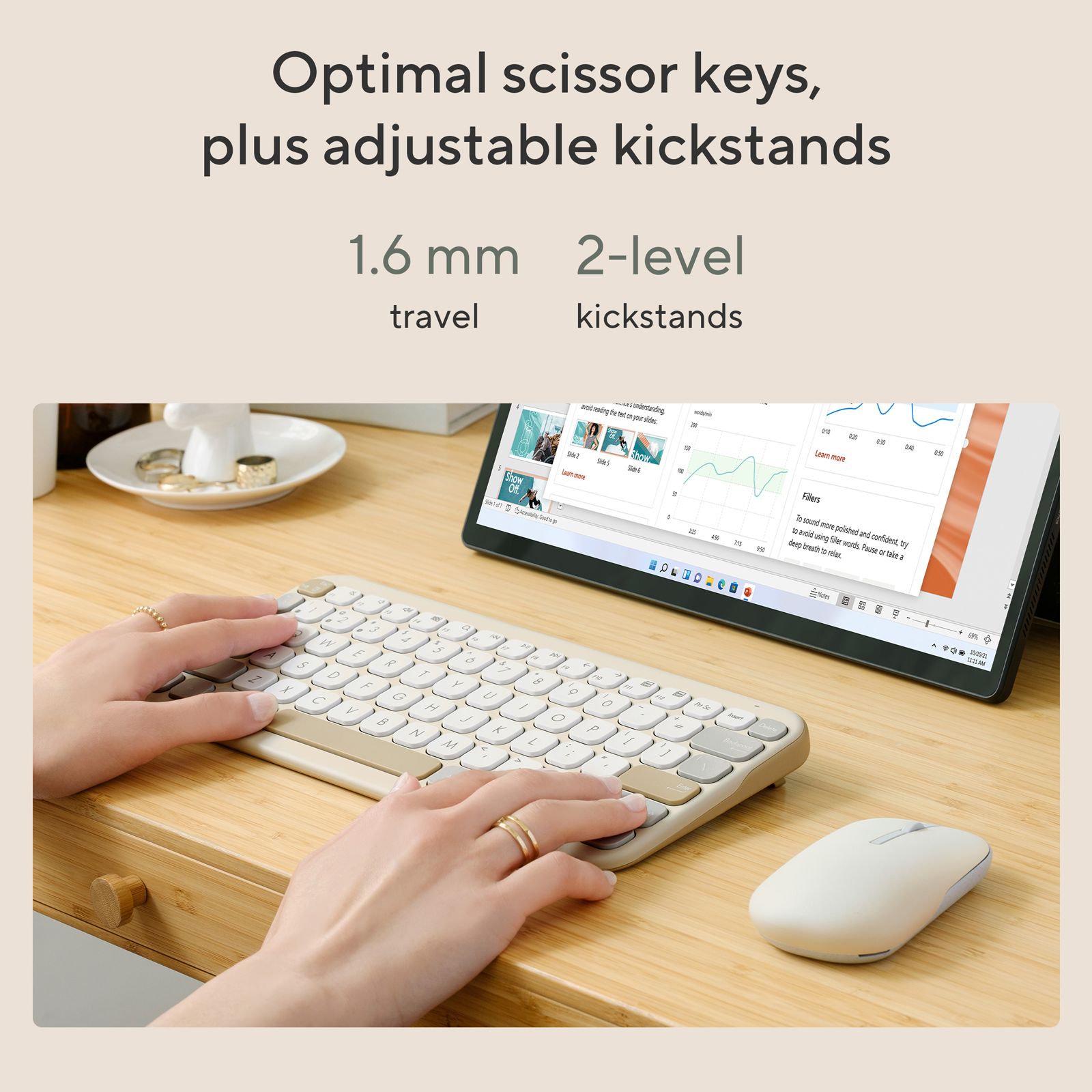 ASUS Marshmallow KW100-OM Bluetooth 5.0 Wireless Keyboard with Up to 3 Devices Connectivity (1.6mm Travel Distance, Oat Milk) ASUS Marshmallow KW100-OM Bluetooth 5.0 Wireless Keyboard with Up to 3 Devices Connectivity (1.6mm Travel Distance, Oat Milk)_9