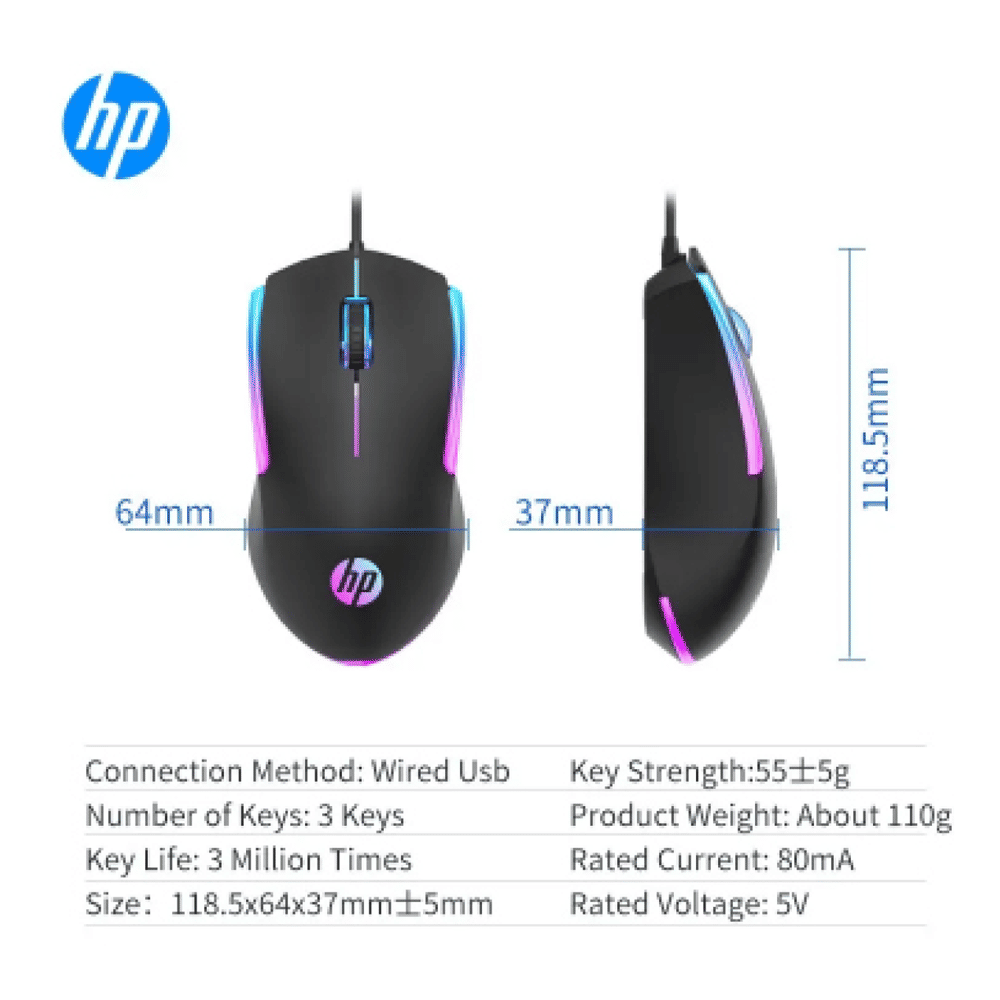 HP M160 Wired Gaming Mouse with LED Backlight (1600 DPI Adjustable, Ergonomic Design, Black) HP M160 Wired Gaming Mouse with LED Backlight (1600 DPI Adjustable, Ergonomic Design, Black)_6