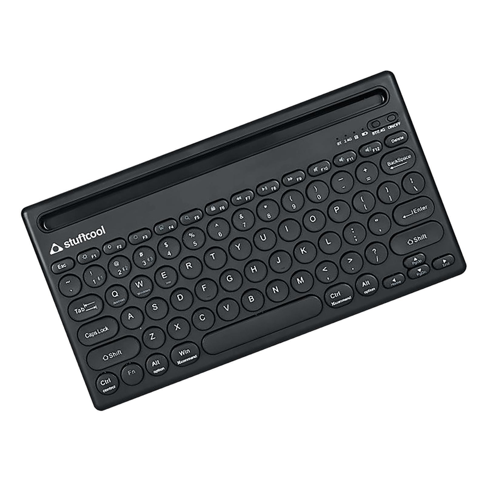 stuffcool BK-720 Rechargeable Bluetooth Wireless Keyboard with LED Indicator (Multi Device Connection, Black)_6