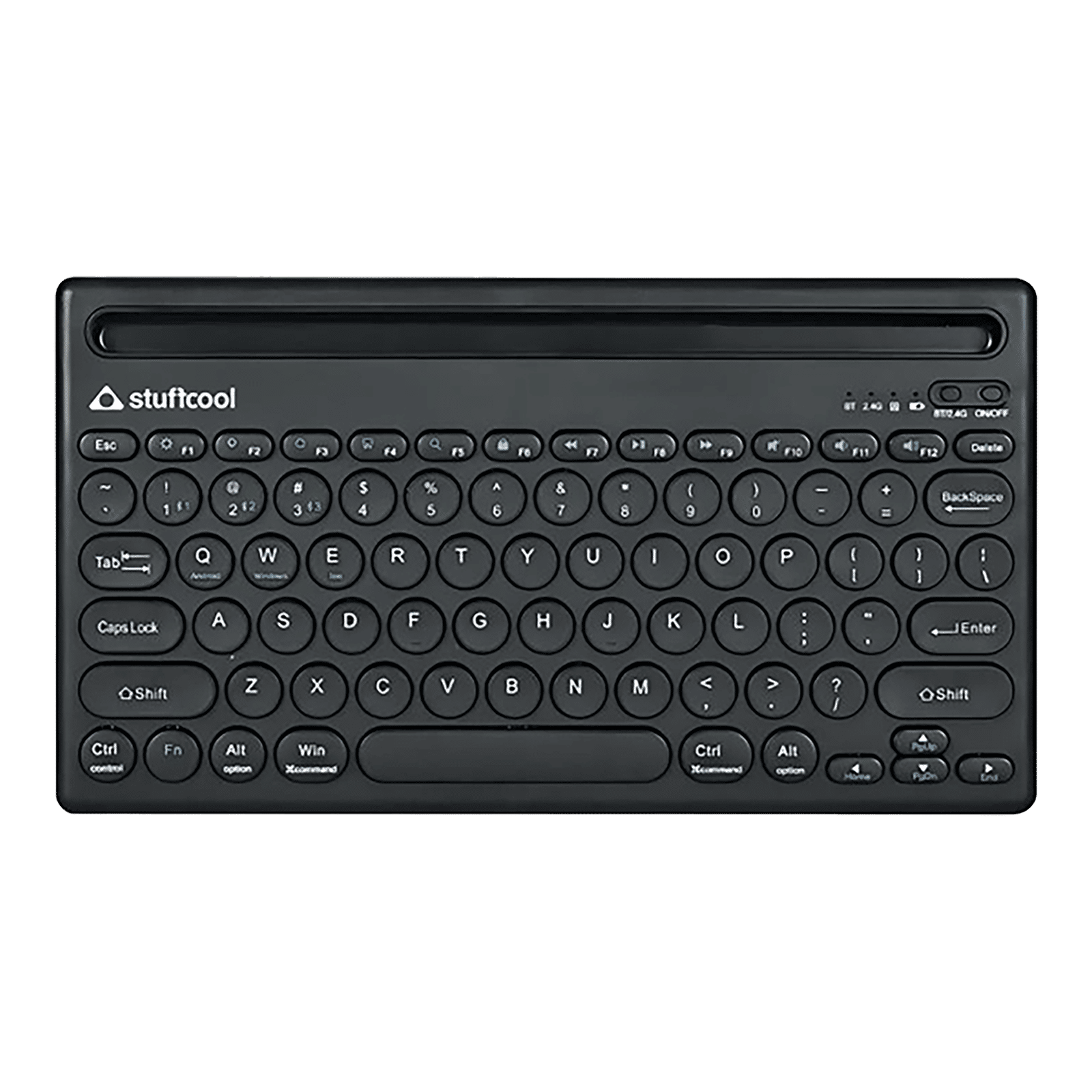 stuffcool BK-720 Rechargeable Bluetooth Wireless Keyboard with LED Indicator (Multi Device Connection, Black)_4