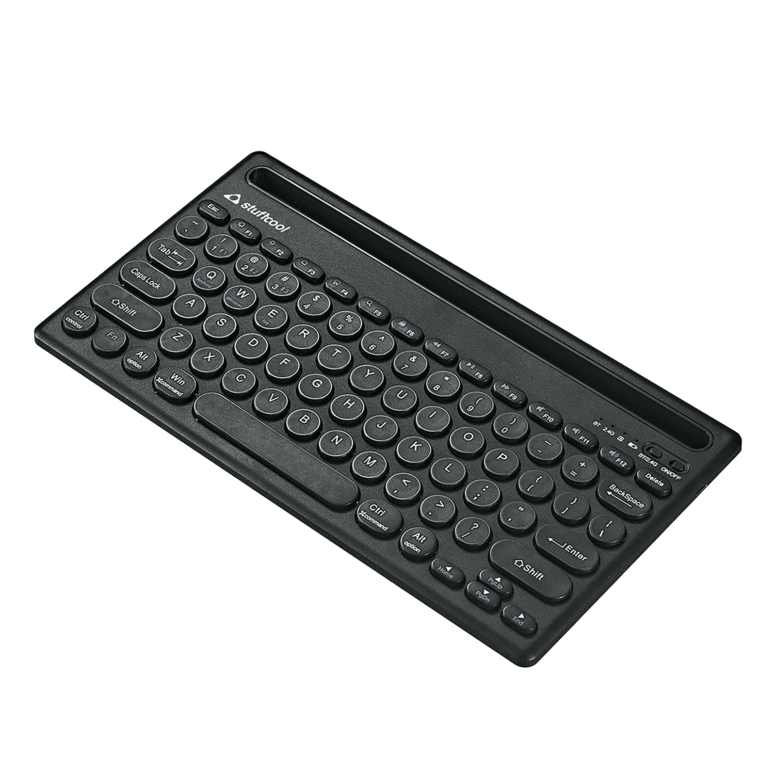 stuffcool BK-720 Rechargeable Bluetooth Wireless Keyboard with LED Indicator (Multi Device Connection, Black)_5