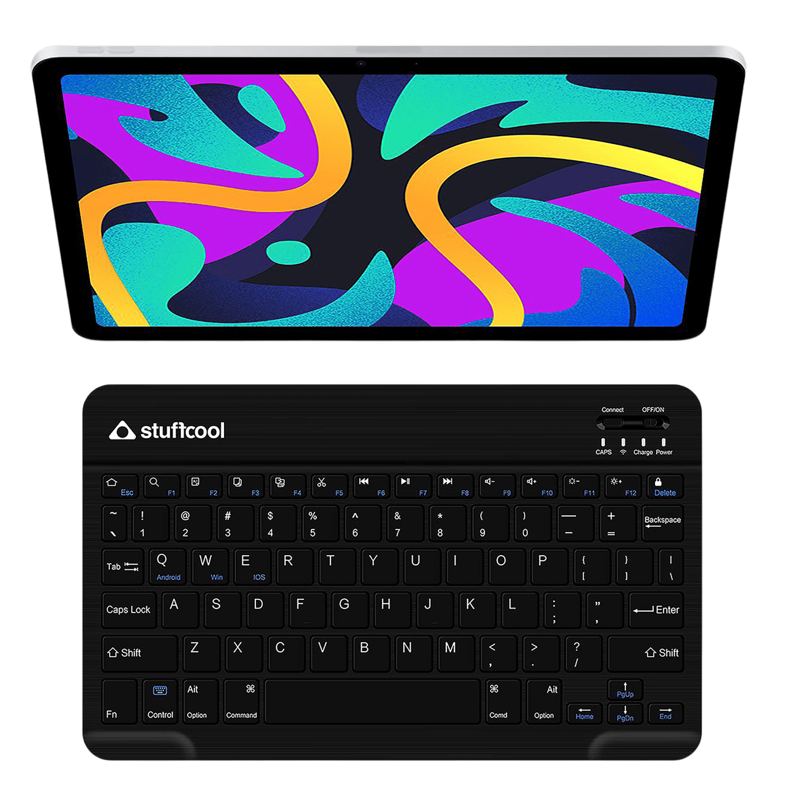 stuffcool BK-630 Rechargeable Bluetooth Wireless Keyboard with LED Indicator (On/Off Switch, Black)_1