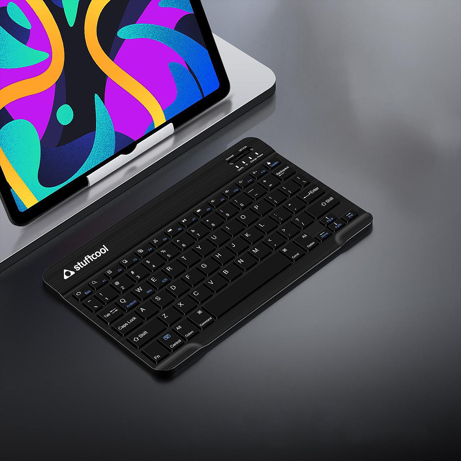 stuffcool BK-630 Rechargeable Bluetooth Wireless Keyboard with LED Indicator (On/Off Switch, Black)_6