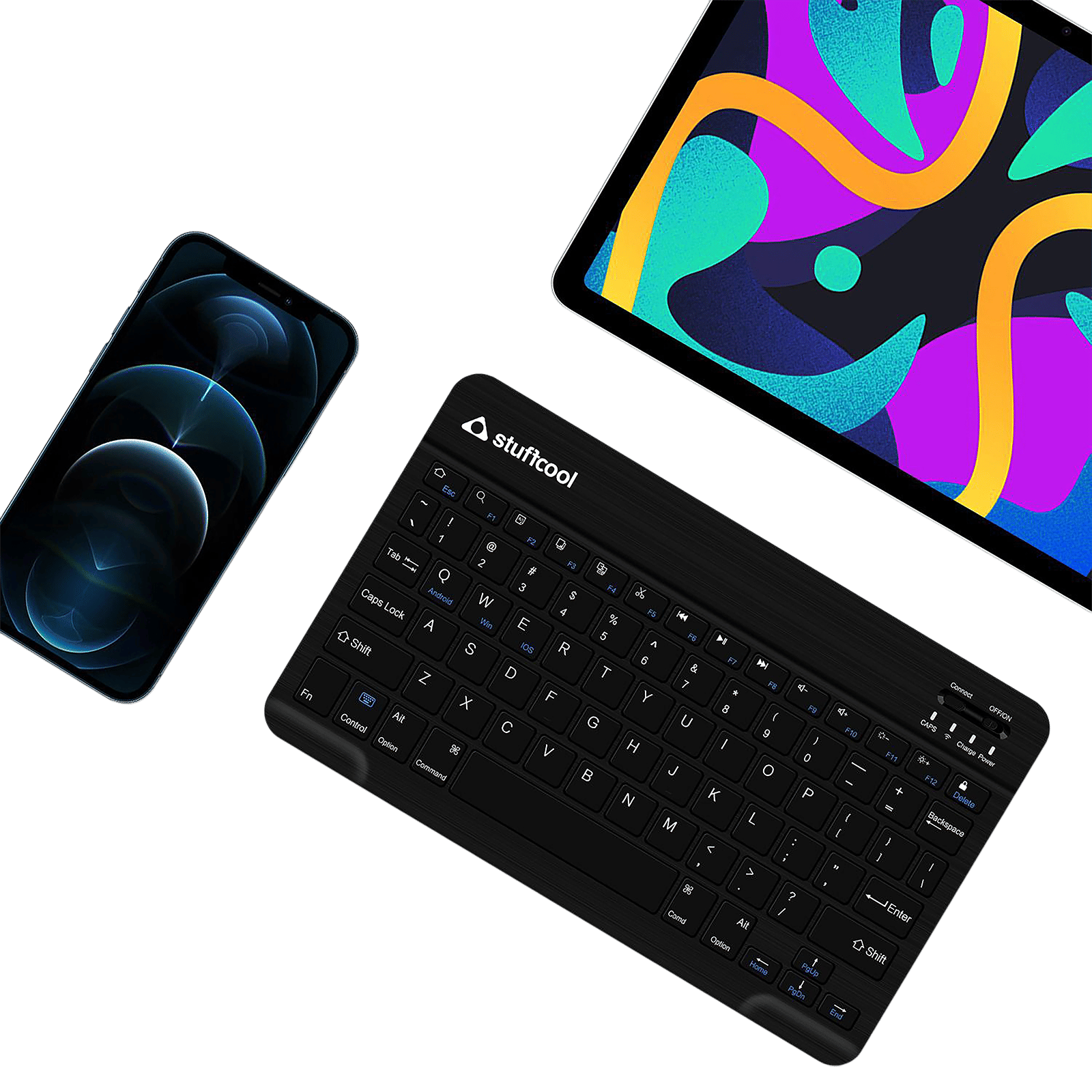 stuffcool BK-630 Rechargeable Bluetooth Wireless Keyboard with LED Indicator (On/Off Switch, Black)_4