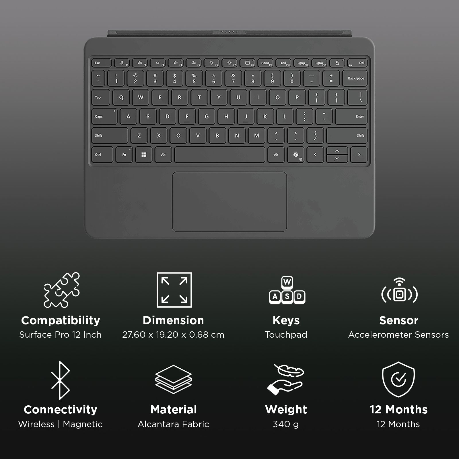 Microsoft Detachable Magnetic Keyboard for Surface Pro 12 Inch with Pen (Compact, Slate) Microsoft Detachable Magnetic Keyboard for Surface Pro 12 Inch with Pen (Compact, Slate)_2