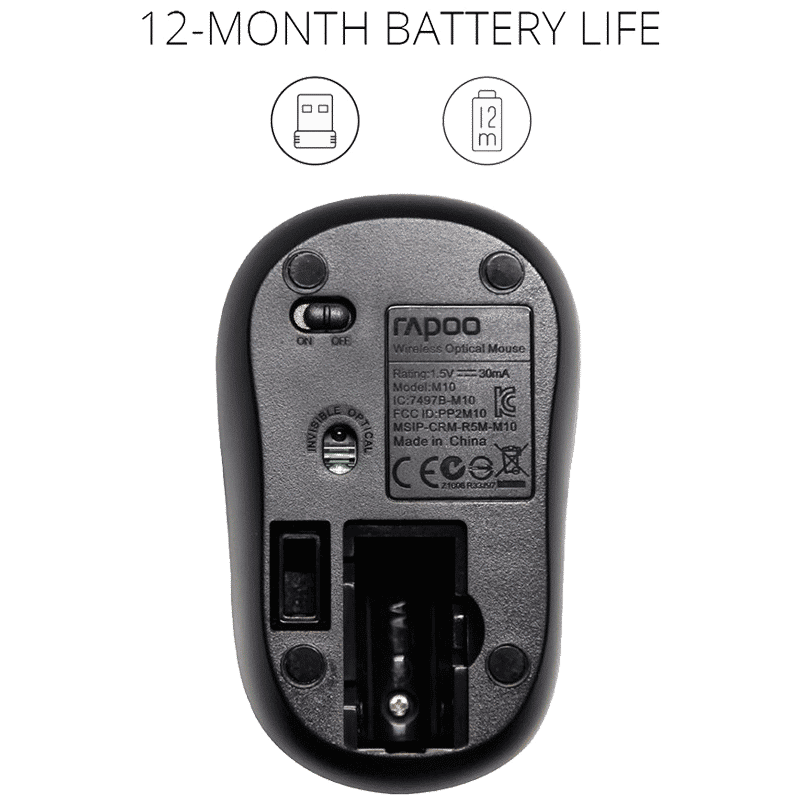 rapoo M10 1000 DPI Bluetooth Optical Mouse (Black) rapoo M10 1000 DPI Bluetooth Optical Mouse (Black)_4