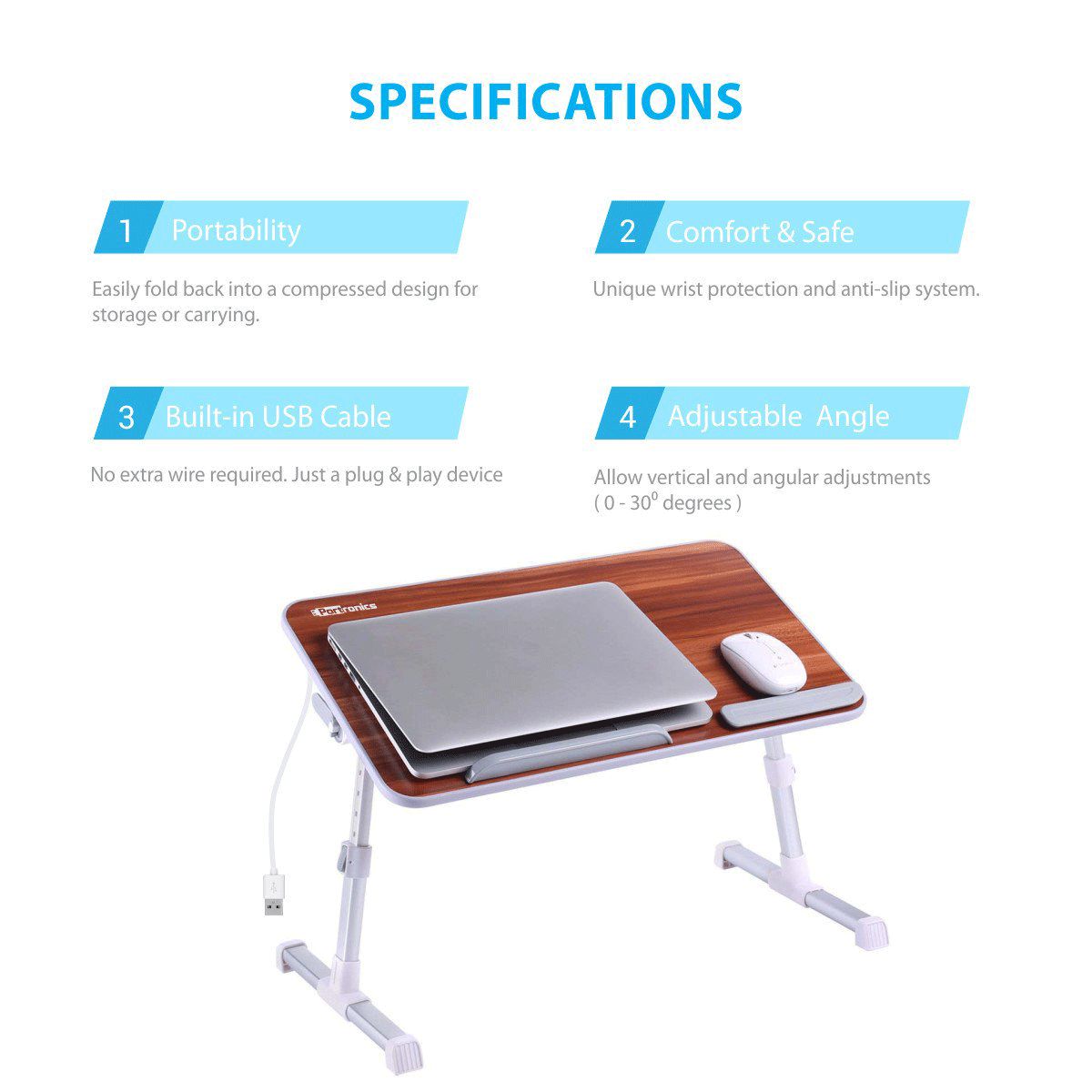 PORTRONICS My Buddy Plus Portable Laptop Stand (USB 2.0 Connector, POR-895, Brown) PORTRONICS My Buddy Plus Portable Laptop Stand (USB 2.0 Connector, POR-895, Brown)_8