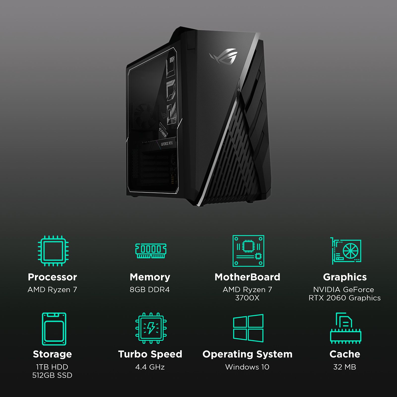 ASUS ROG Strix G35DX-IN008T (90PD02W1-M04690) Ryzen 7 Windows 10 Home Gaming CPU (8GB, RAM 1TB HDD + 512GB SSD, NVIDIA GeForce RTX 2060 + 6GB Graphics, Star Black) ASUS ROG Strix G35DX-IN008T (90PD02W1-M04690) Ryzen 7 Windows 10 Home Gaming CPU (8GB, RAM 1TB HDD + 512GB SSD, NVIDIA GeForce RTX 2060 + 6GB Graphics, Star Black)_2