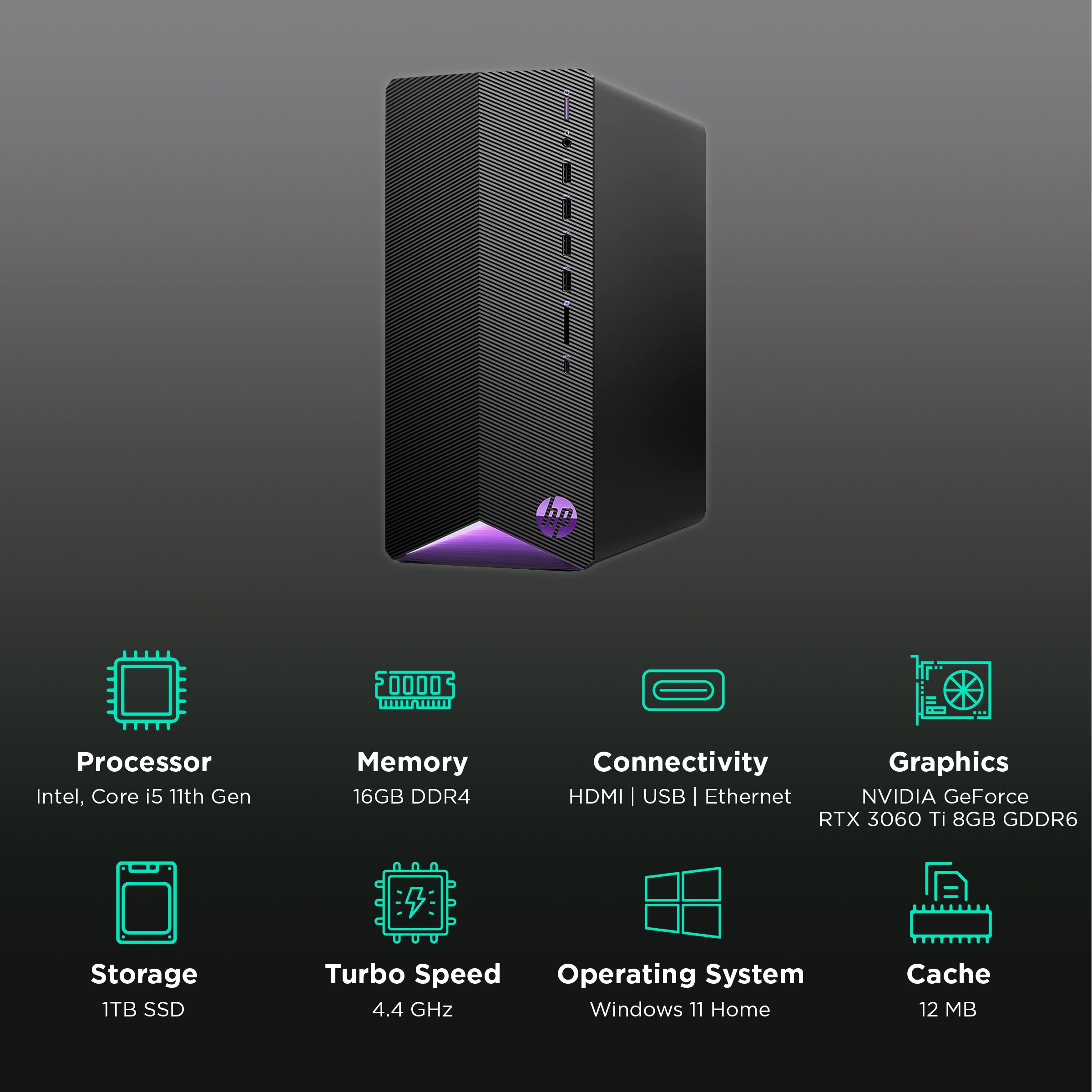 HP Pavilion TG01-2008in Core i5 Tower PC (16GB, 1TB SSD, NVIDIA GeForce RTX 3060 Ti, Windows 11 Home, Black) HP Pavilion TG01-2008in Core i5 Tower PC (16GB, 1TB SSD, NVIDIA GeForce RTX 3060 Ti, Windows 11 Home, Black)_3