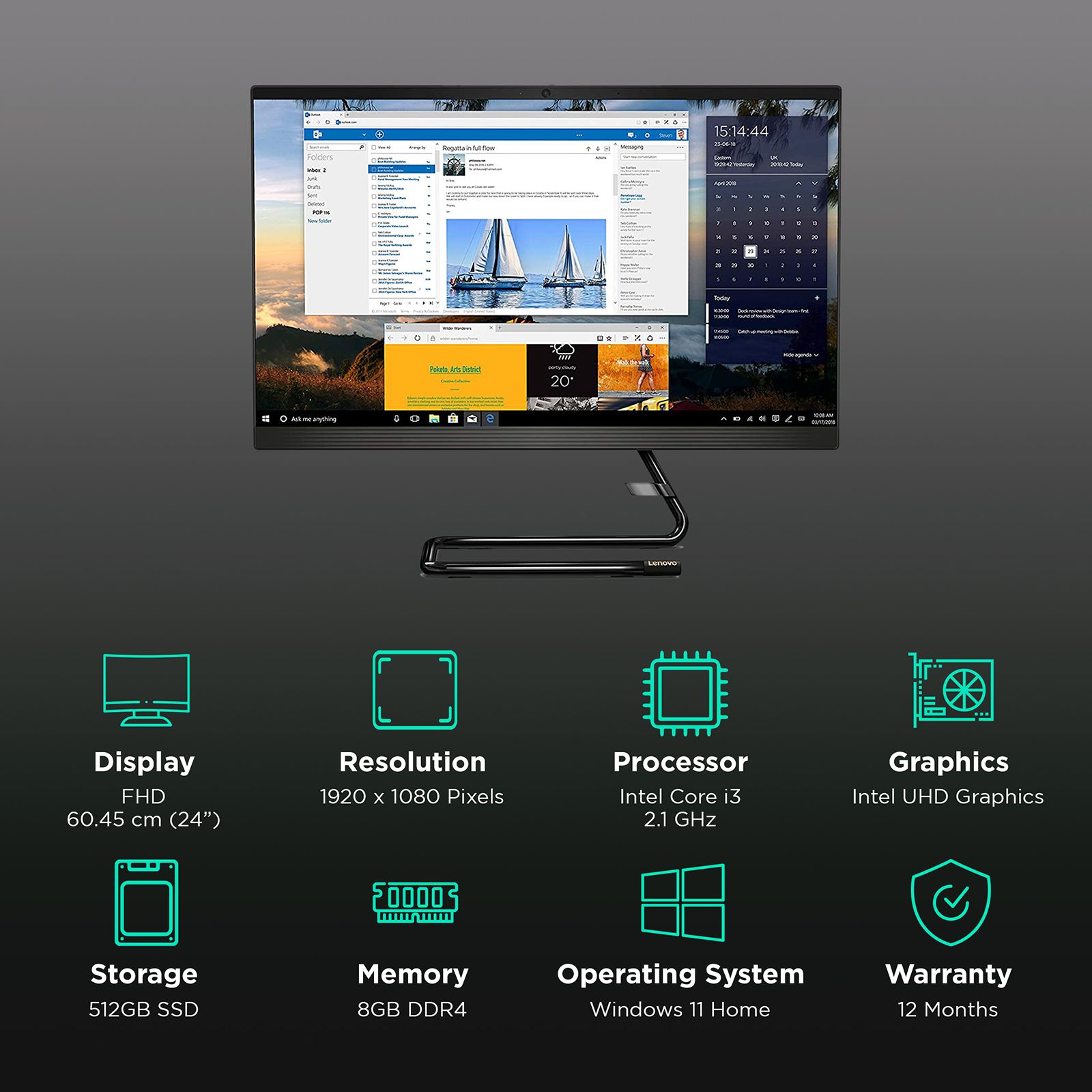 Lenovo Ideacentre A340-24IWL (F0E800Y7IN) Core i3 10th Gen Windows 11 Home All-in-One Desktop (8GB RAM, 512GB SSD, Intel UHD Graphics, MS Office, 23.8 inches, Business Black) Lenovo Ideacentre A340-24IWL (F0E800Y7IN) Core i3 10th Gen Windows 11 Home All-in-One Desktop (8GB RAM, 512GB SSD, Intel UHD Graphics, MS Office, 23.8 inches, Business Black)_3