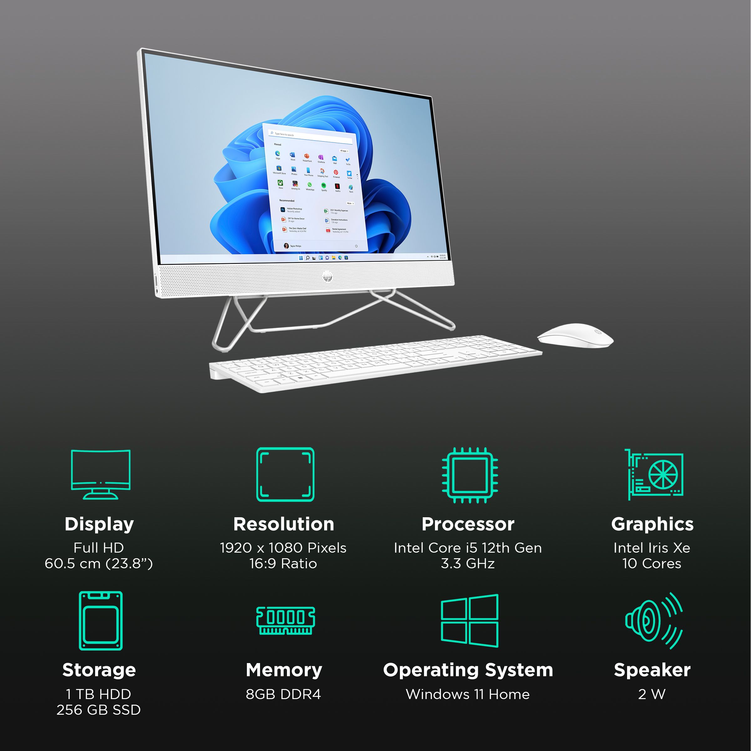 HP 24-cb1902in 23.8 Inch Full HD Display Intel Core i5 12th Gen Windows 11 Home Desktop (8GB, 1TB HDD, 256GB SSD, Intel Iris Xe) HP 24-cb1902in 23.8 Inch Full HD Display Intel Core i5 12th Gen Windows 11 Home Desktop (8GB, 1TB HDD, 256GB SSD, Intel Iris Xe)_3