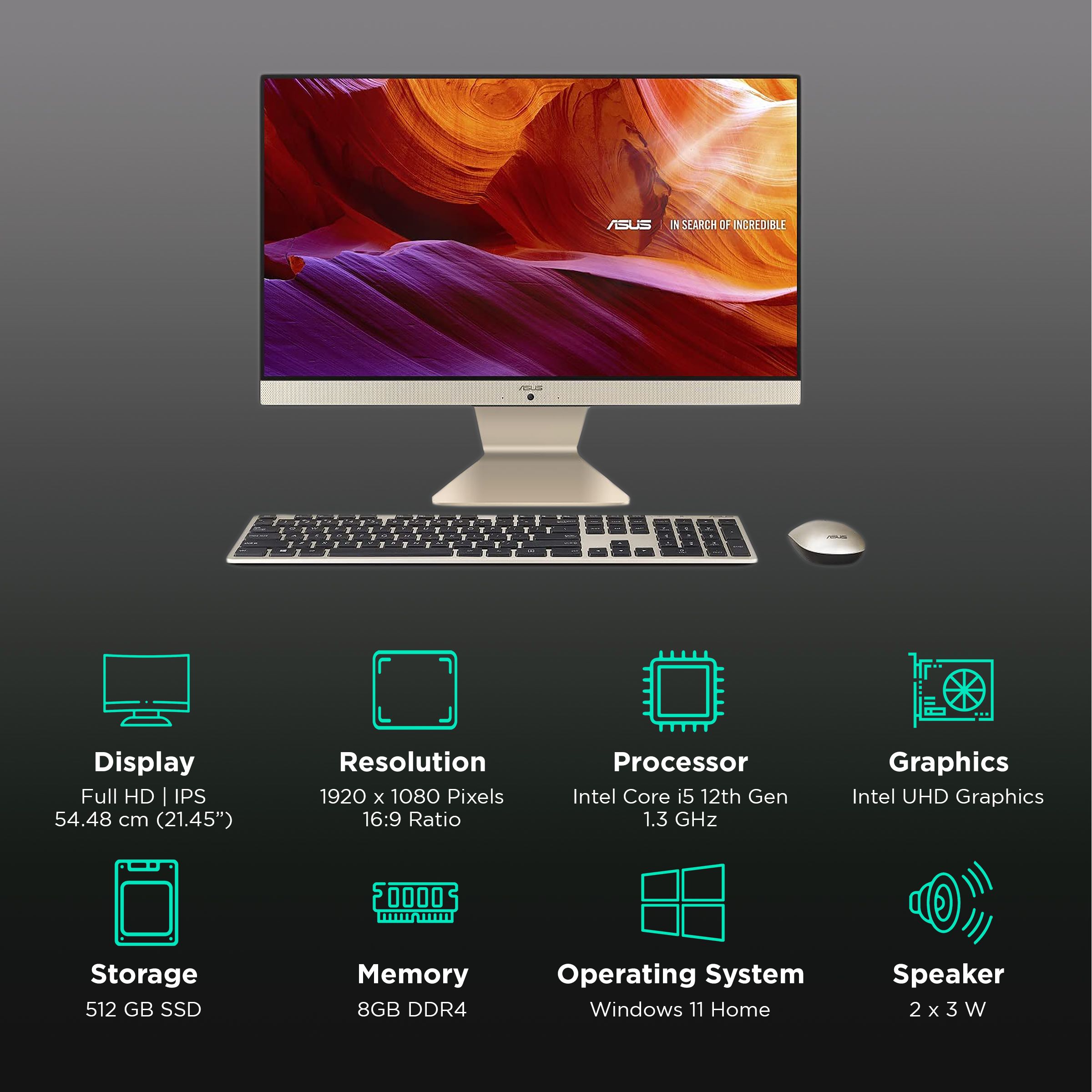 ASUS AiO A3 Series 21.45 Inch Full HD IPS Display Intel Core i5 12th Gen Windows 11 Home Desktop (8GB, 512GB SSD, Intel UHD) ASUS AiO A3 Series 21.45 Inch Full HD IPS Display Intel Core i5 12th Gen Windows 11 Home Desktop (8GB, 512GB SSD, Intel UHD)_3