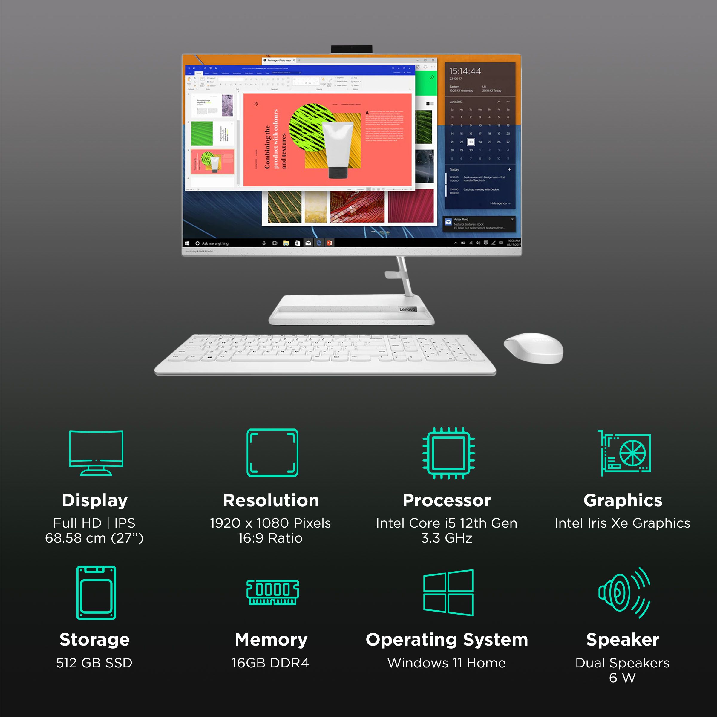 Lenovo IdeaCentre AIO 3 27 Inch Full HD IPS Display Intel Core i5 12th Gen Windows 11 Home Desktop (16GB, 512GB SSD, Intel Iris Xe)_3