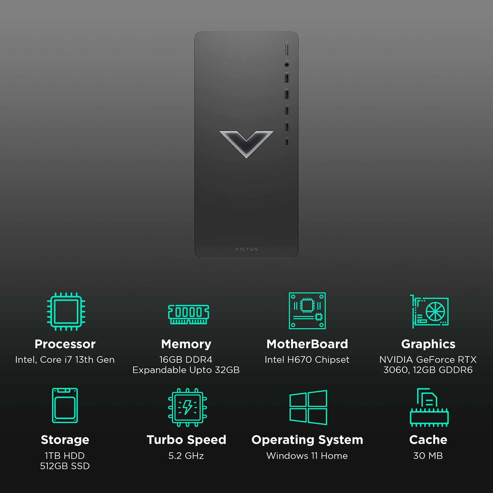 HP Victus Core i7 13th Gen CPU (16GB, 1TB HDD, 512GB SSD, NVIDIA GeForce RTX 3060, Windows 11 Home, Mica Silver Metal) HP Victus Core i7 13th Gen CPU (16GB, 1TB HDD, 512GB SSD, NVIDIA GeForce RTX 3060, Windows 11 Home, Mica Silver Metal)_3