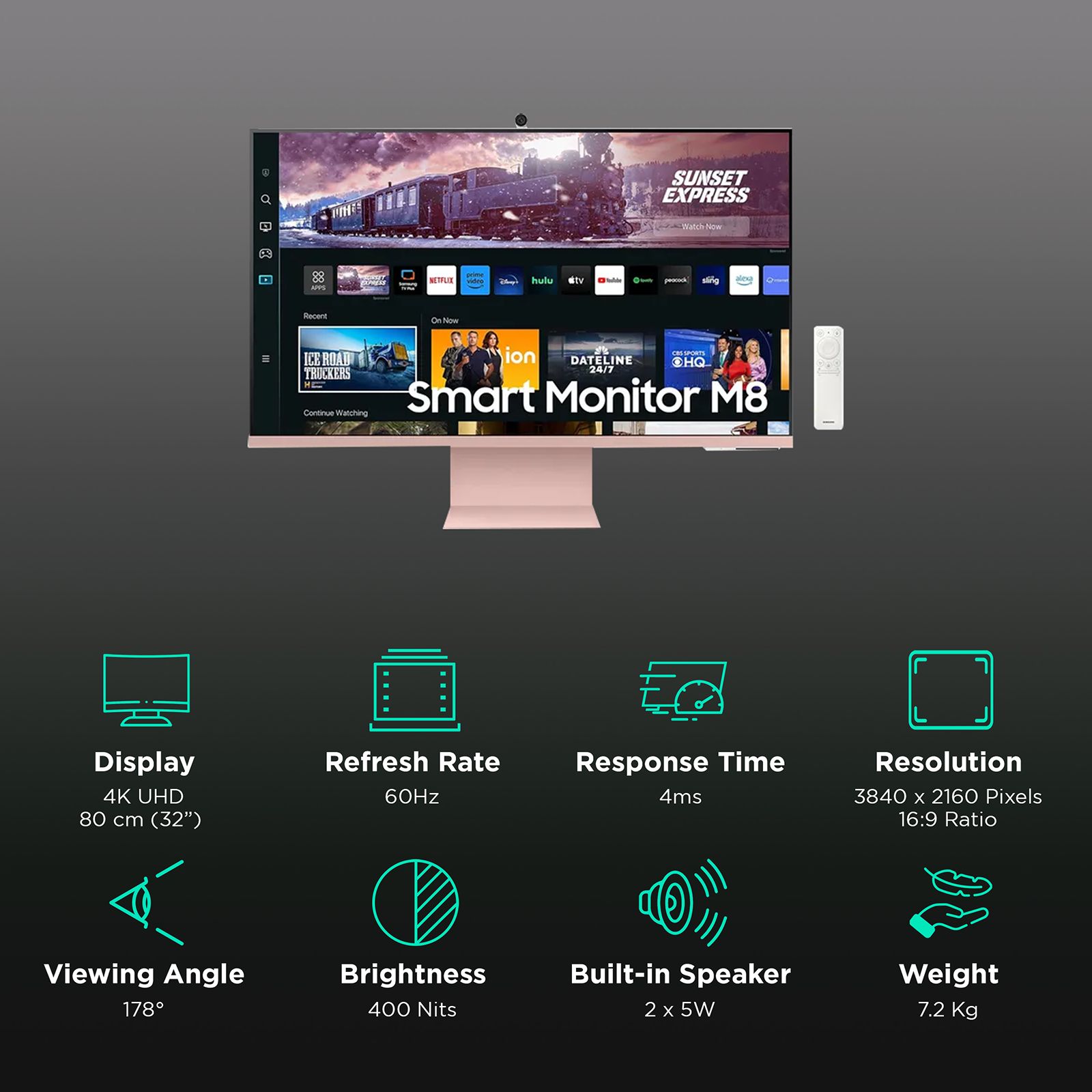 SAMSUNG M8 80 cm (32 inch) Ultra HD 4K VA Panel LED Ultra Wide Height Adjustable Monitor with Flicker-Free Technology SAMSUNG M8 80 cm (32 inch) Ultra HD 4K VA Panel LED Ultra Wide Height Adjustable Monitor with Flicker-Free Technology_3