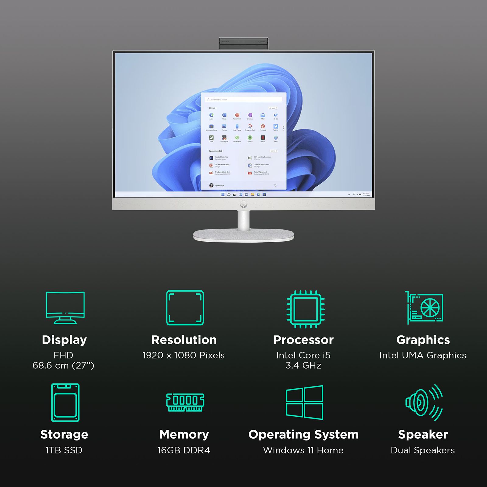HP cr0407in 27 Inch FHD IPS Display Intel Core i5 13th Gen Windows 11 Home Desktop (16GB, 1TB SSD, Intel UMA)_3