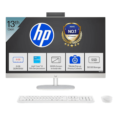 HP Essentials 27-cr0902in 27 Inch Full HD IPS Display Intel Core i3 13th Gen Windows 11 Home Desktop (8GB, 512GB SSD, Intel UMA)