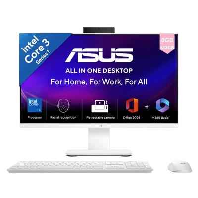 ASUS AiO 27 Inch Full HD IPS Display Intel Core i3 Windows 11 Home Desktop (8GB, 512GB SSD, Intel Graphics)
