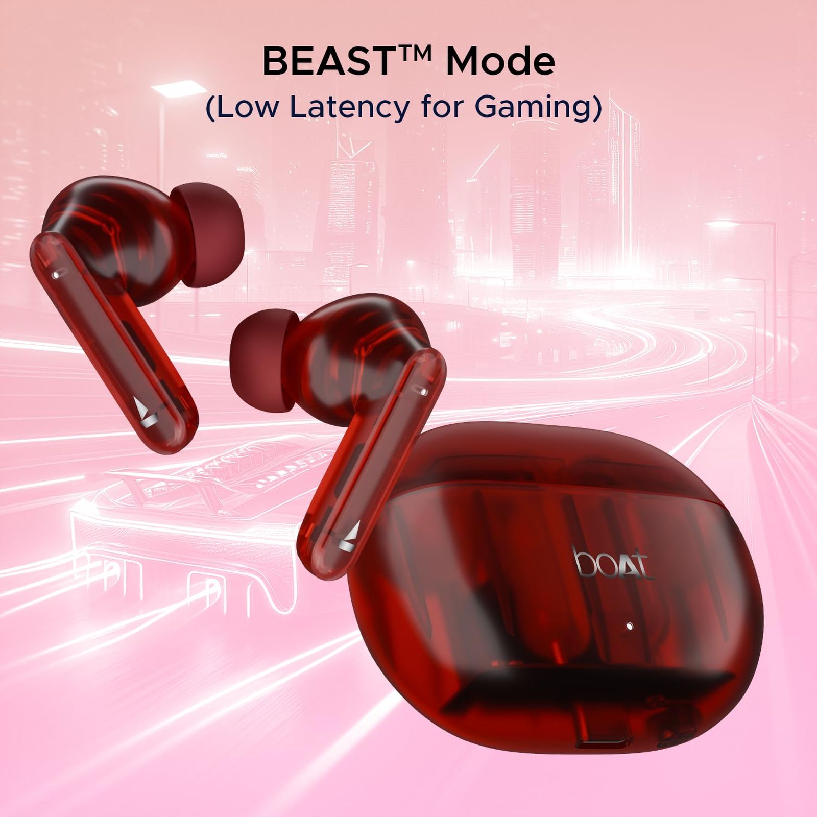 boAt Airdopes 191 ANC TWS Earbuds with Active Noise Cancellation (IPX5 Splash Resistant, 4Mics ENx, Pellucid Red) boAt Airdopes 191 ANC TWS Earbuds with Active Noise Cancellation (IPX5 Splash Resistant, 4Mics ENx, Pellucid Red)_8