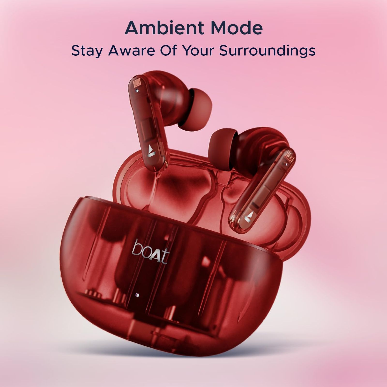 boAt Airdopes 191 ANC TWS Earbuds with Active Noise Cancellation (IPX5 Splash Resistant, 4Mics ENx, Pellucid Red) boAt Airdopes 191 ANC TWS Earbuds with Active Noise Cancellation (IPX5 Splash Resistant, 4Mics ENx, Pellucid Red)_4