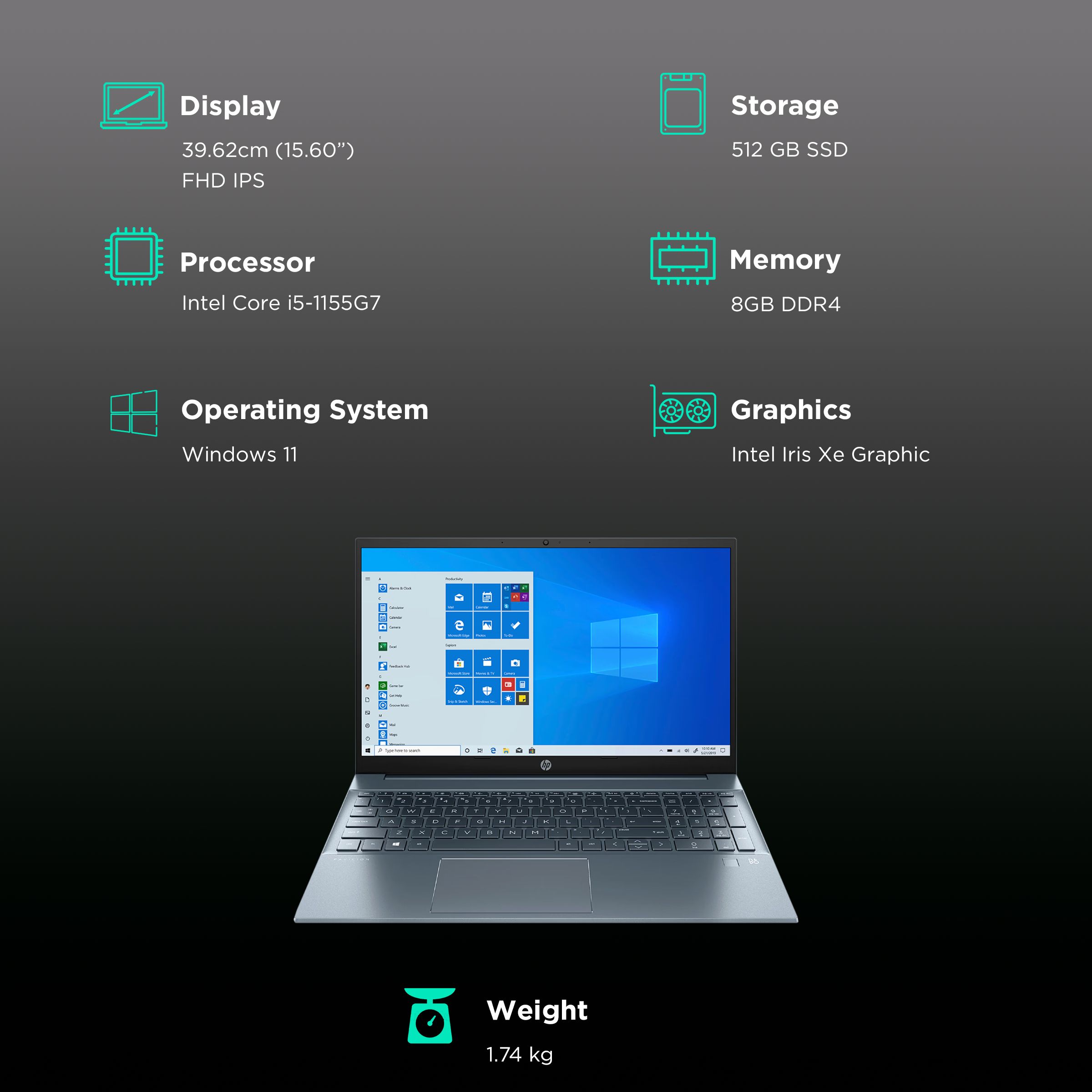 HP Pavilion 15 Eg1001 Intel Core i5 11th Gen (15.6 inch, 8GB, 512GB, Windows 11, MS Office, Intel Iris Xe Graphics, FHD IPS Display, Natural silver, 50N51PA) HP Pavilion 15 Eg1001 Intel Core i5 11th Gen (15.6 inch, 8GB, 512GB, Windows 11, MS Office, Intel Iris Xe Graphics, FHD IPS Display, Natural silver, 50N51PA)_3