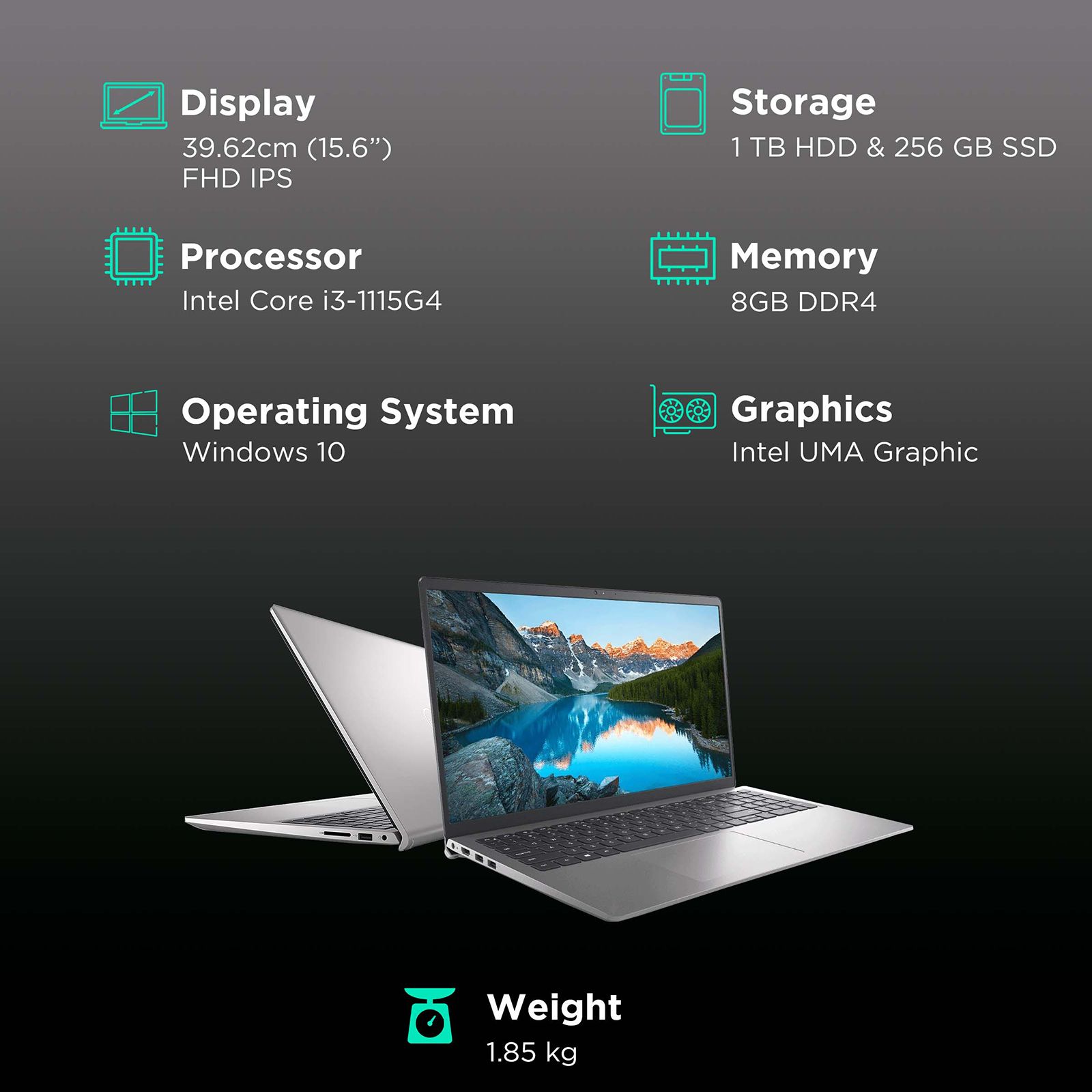 DELL Inspiron 3511 Intel Core i3 11th Gen (15.6 inch, 8GB, 1TB and 256GB, Windows 10, MS Office 2021, Intel UMA Graphics, FHD IPS Display, Silver, D560648WIN9S) DELL Inspiron 3511 Intel Core i3 11th Gen (15.6 inch, 8GB, 1TB and 256GB, Windows 10, MS Office 2021, Intel UMA Graphics, FHD IPS Display, Silver, D560648WIN9S)_3