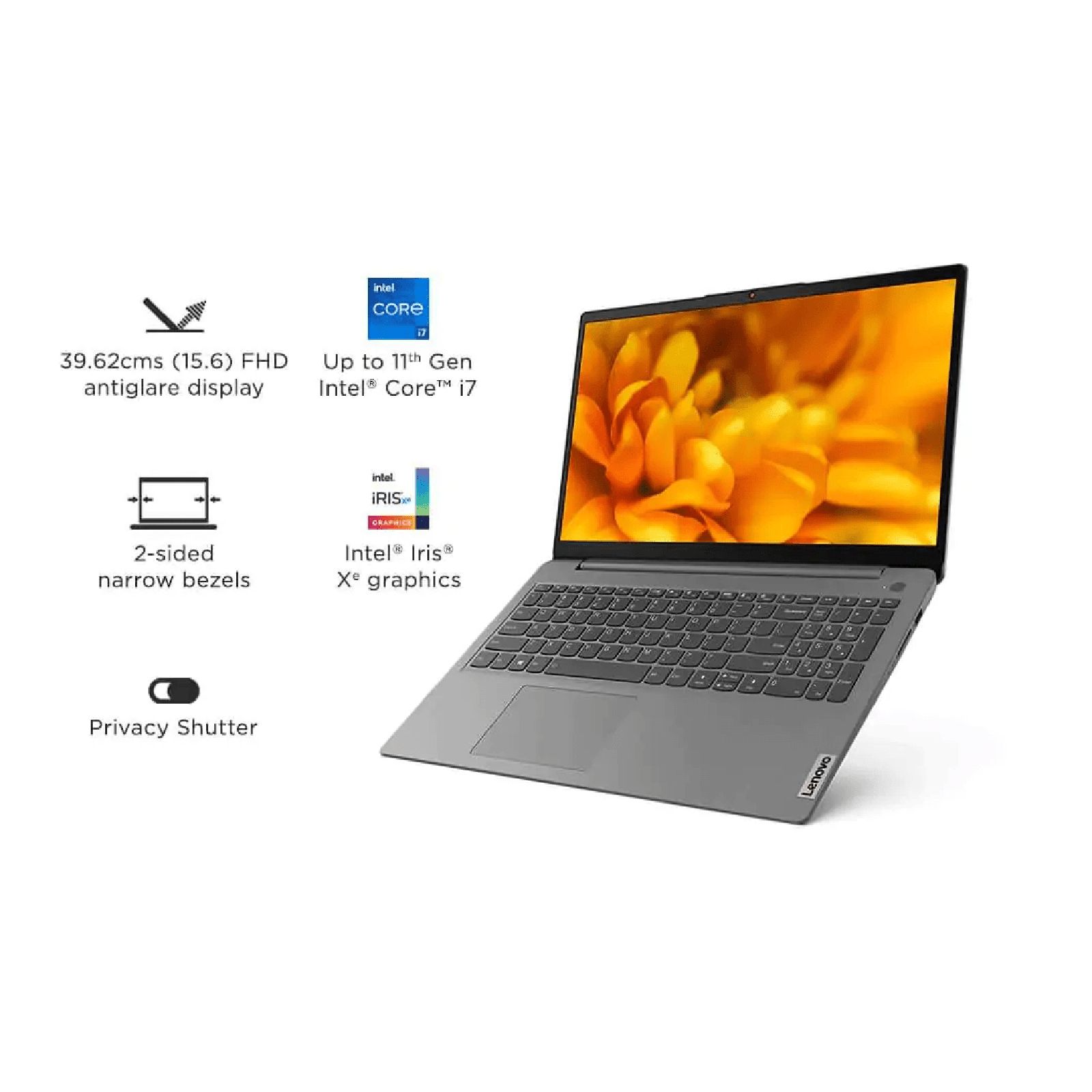 Lenovo IdeaPad Slim 3 Intel Core i3 11th Gen (15.6 inch, 8GB, 256GB, Windows 11, MS Office 2021, Intel UHD Graphics, FHD Display, Arctic Grey, 82H801L3IN)_17