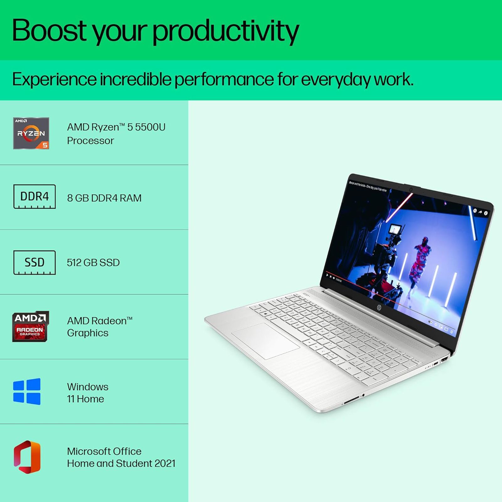 HP 15s-eq2144AU AMD Ryzen 5 (15.6 inch, 8GB, 512GB, Windows 11, MS Office 2019, AMD Radeon Graphics, FHD Display, Natural Silver, 50M63PA) HP 15s-eq2144AU AMD Ryzen 5 (15.6 inch, 8GB, 512GB, Windows 11, MS Office 2019, AMD Radeon Graphics, FHD Display, Natural Silver, 50M63PA)_8