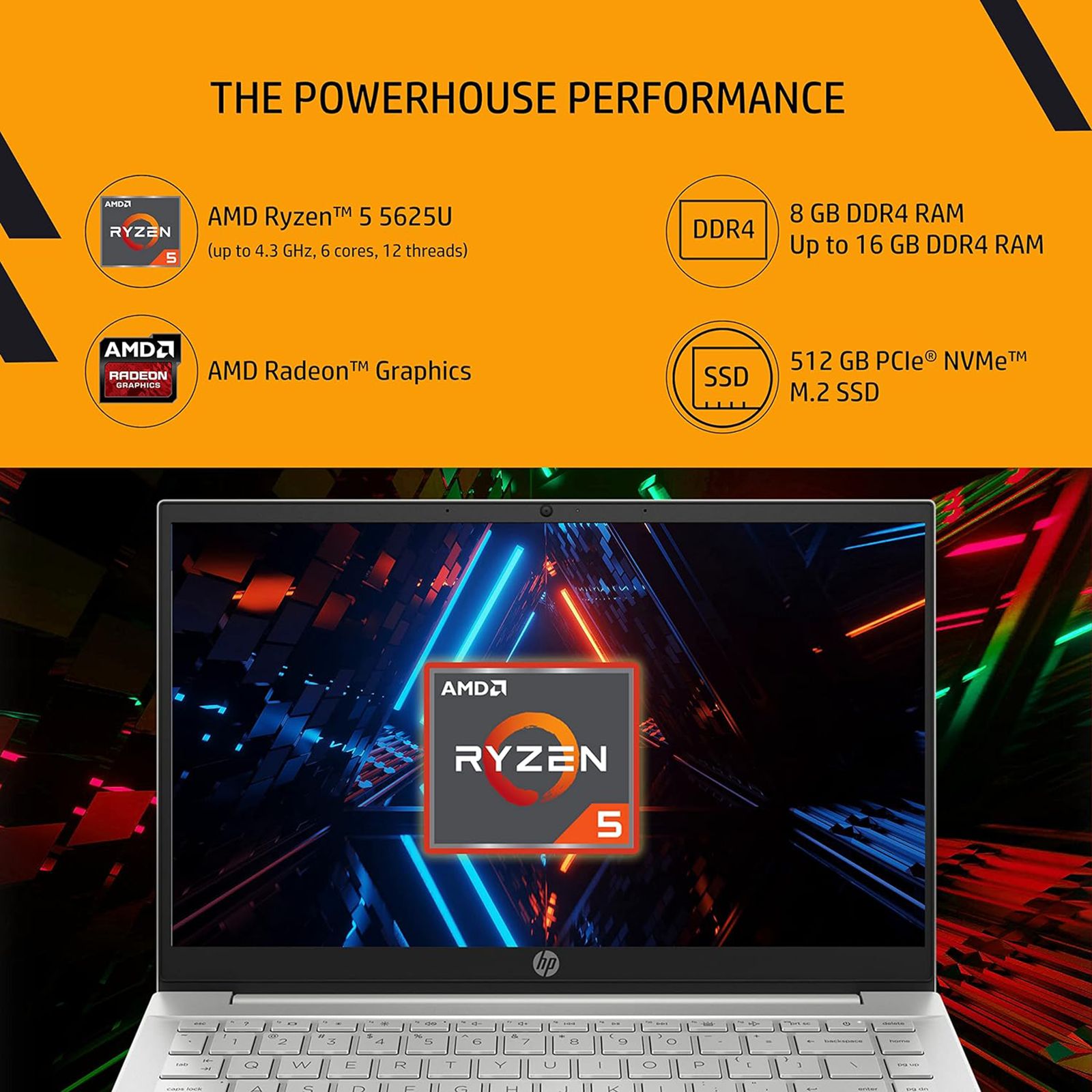 HP Pavilion 14-ec1003AU AMD Ryzen 5 (14 inch, 8GB, 512GB, Windows 11, MS Office 2021, AMD Radeon Graphics, FHD IPS Display, Natural Silver, 689H4PA#ACJ)_14