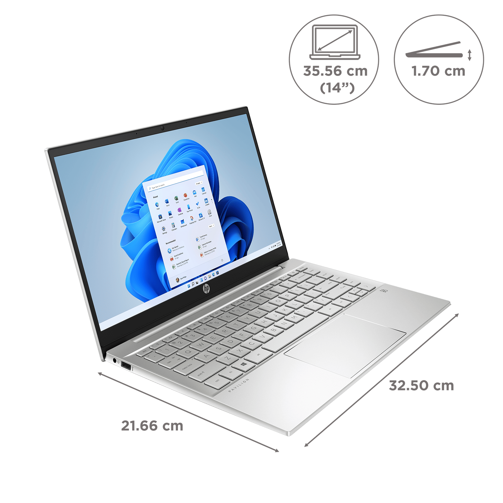 HP Pavilion 14-ec1003AU AMD Ryzen 5 (14 inch, 8GB, 512GB, Windows 11, MS Office 2021, AMD Radeon Graphics, FHD IPS Display, Natural Silver, 689H4PA#ACJ)_2