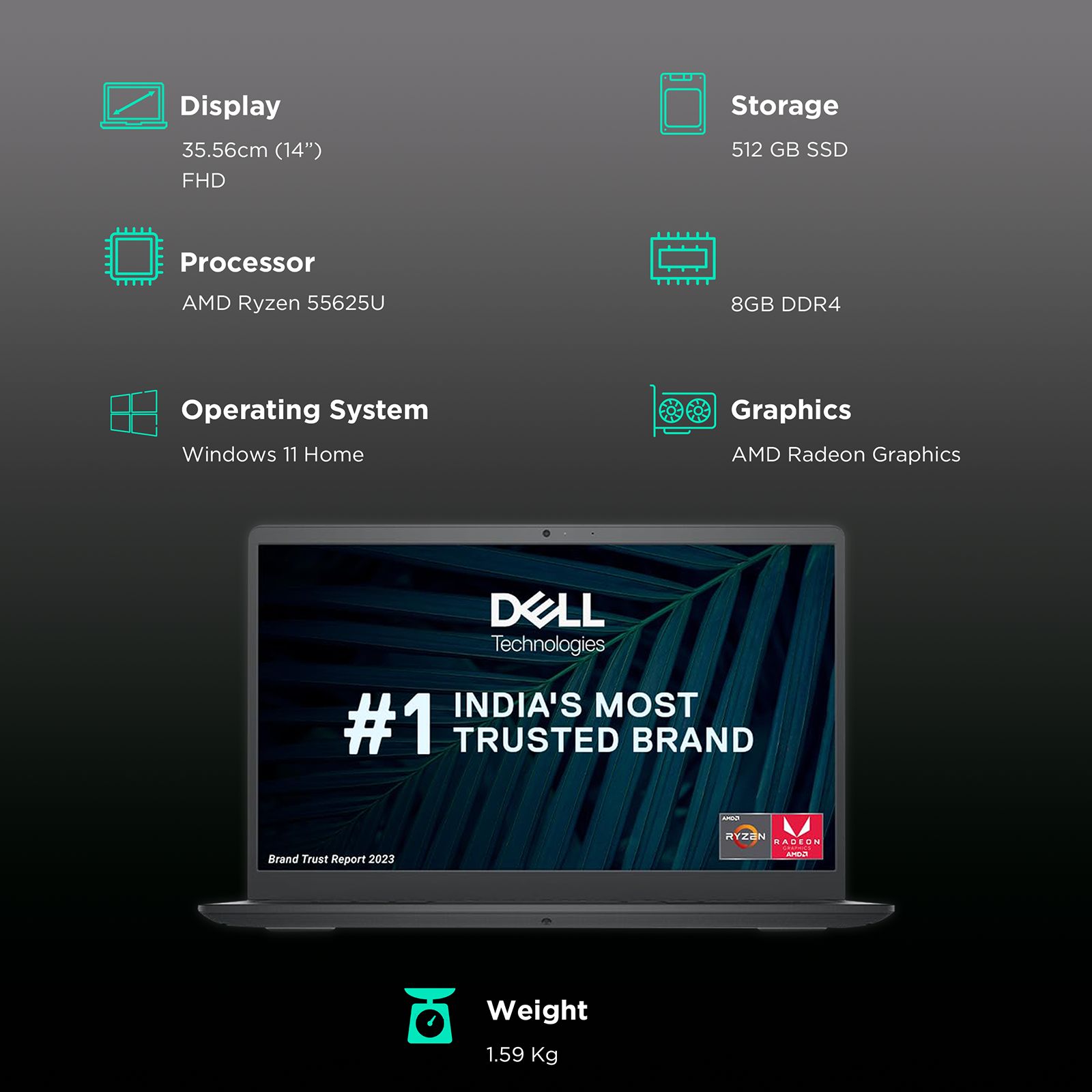 DELL Vostro 3425 AMD Ryzen 5 5th Gen Notebook (8GB RAM, 512GB ROM, Windows 11, AMD Radeon + Shared Memory, MS Office, 35.56cm, Titan Gray, D552242WIN9S) DELL Vostro 3425 AMD Ryzen 5 5th Gen Notebook (8GB RAM, 512GB ROM, Windows 11, AMD Radeon + Shared Memory, MS Office, 35.56cm, Titan Gray, D552242WIN9S)_3