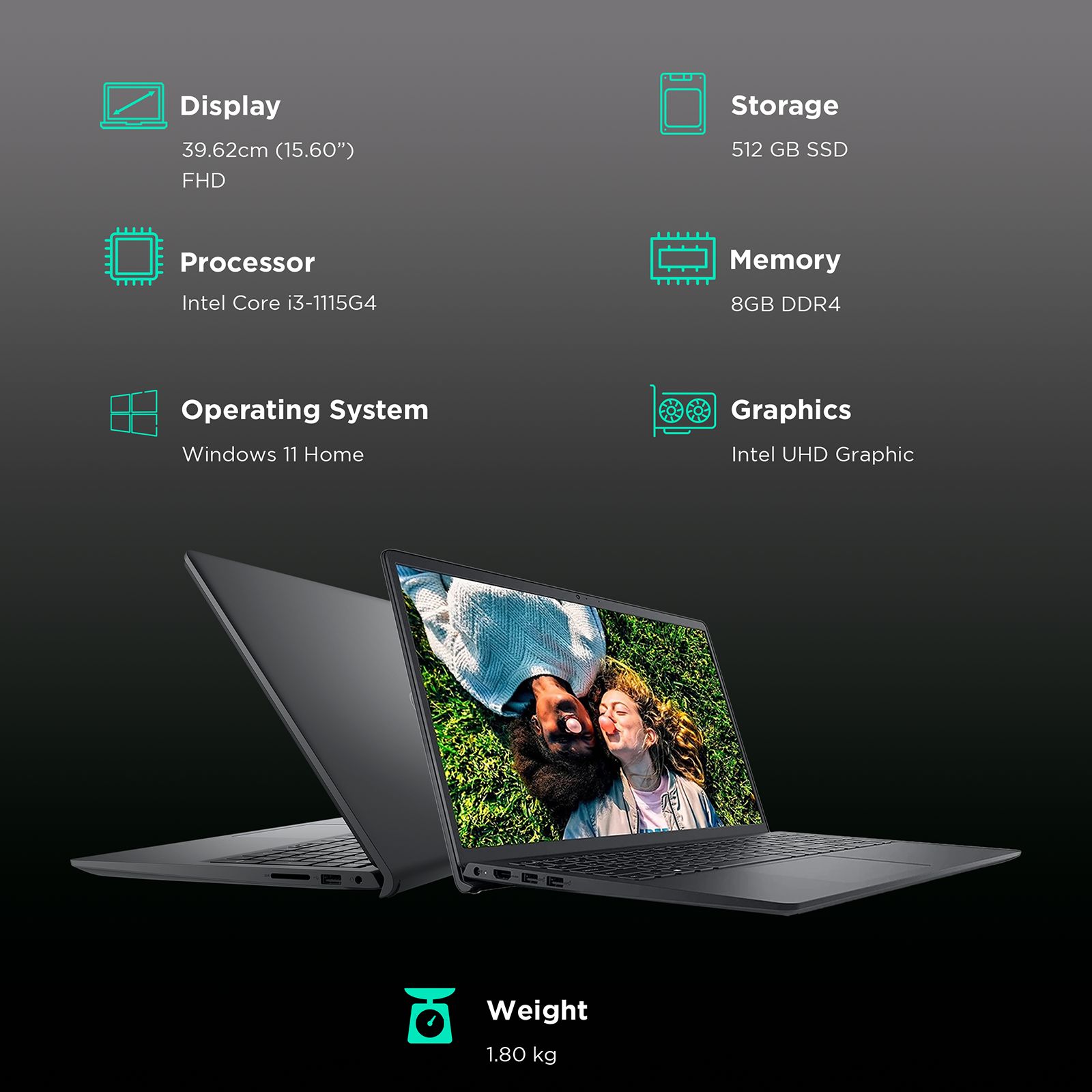 DELL Inspiron 3000 Intel Core i3 11th Gen Thin & Light Laptop (8GB, 512GB SSD, Windows 11 Home, 15.6 inch Full HD WVA AG Display, MS Office, Black, 1.8 KG) DELL Inspiron 3000 Intel Core i3 11th Gen Thin & Light Laptop (8GB, 512GB SSD, Windows 11 Home, 15.6 inch Full HD WVA AG Display, MS Office, Black, 1.8 KG)_3