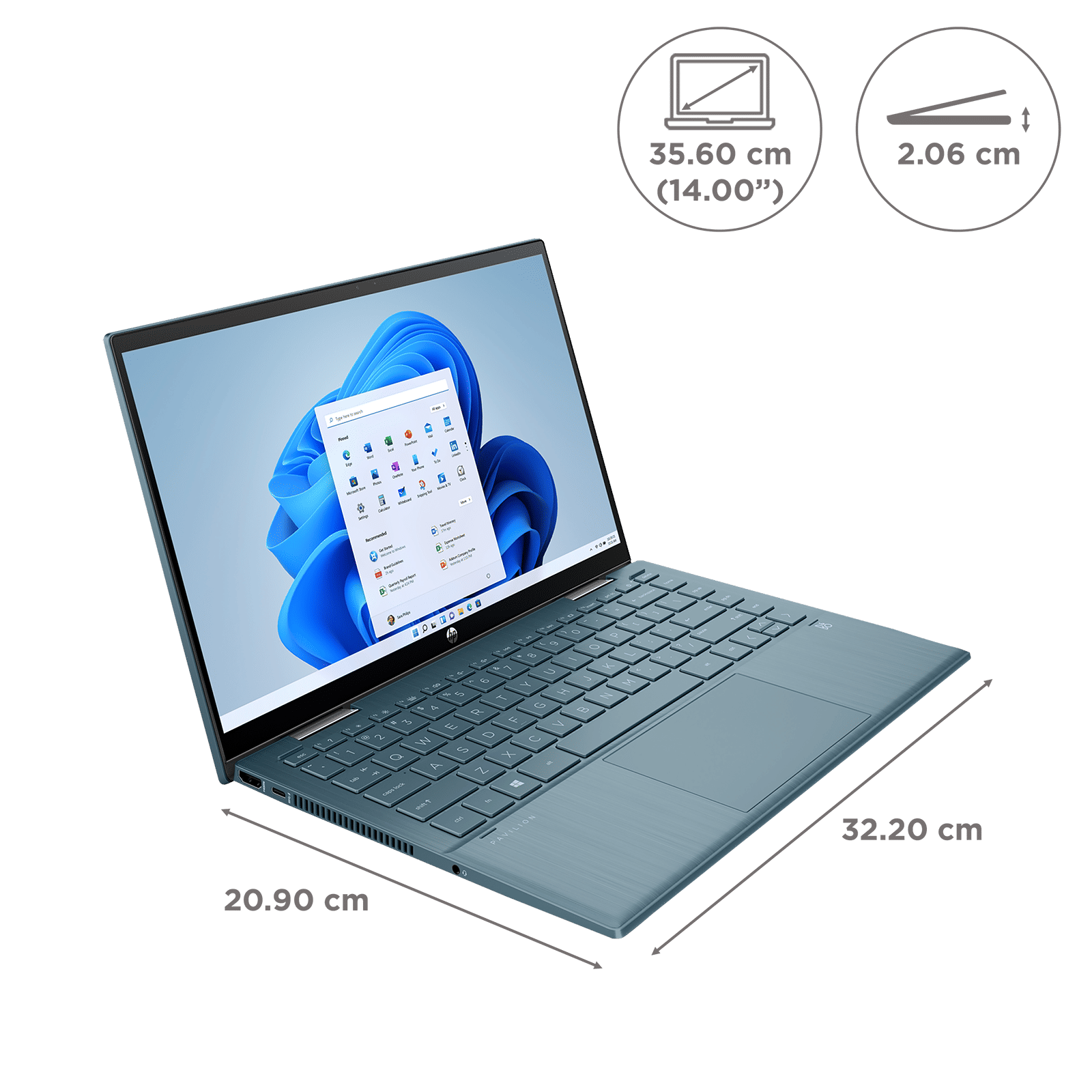 HP Pavilion x360 14-dy0208TU Intel Core i3 11th Gen Touchscreen 2-in-1 Laptop (8GB, 512GB SSD, Windows 11 Home, 14 inch Full HD IPS Display, MS Office 2019, Spruce Blue, 1.75 KG)_2