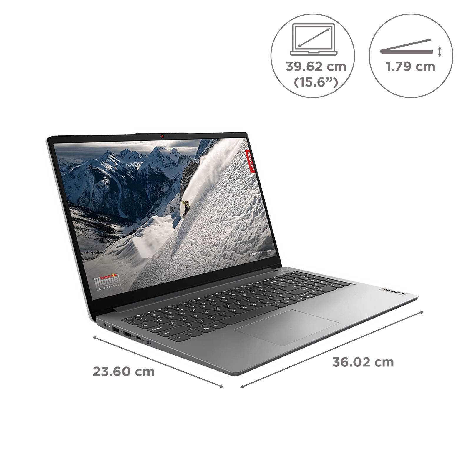 Lenovo IdeaPad Slim 1 AMD Ryzen 5 3500U Thin & Light Laptop (8GB, 512GB SSD, Windows 11 Home, 15.6 inch Full HD Display, MS Office 2021, Cloud Grey, 1.6 KG)_2